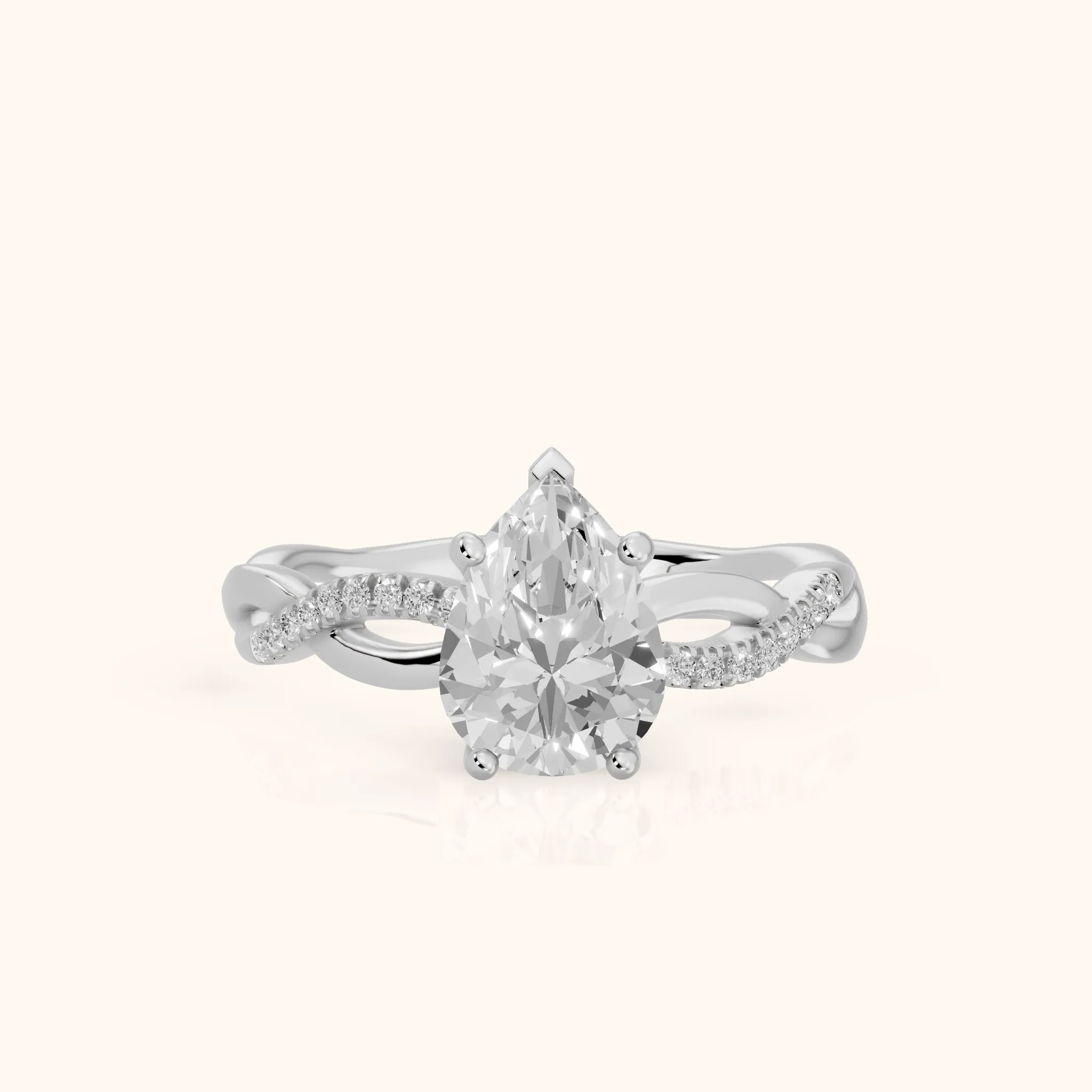 Carys Twist Pavé Pear Diamond Engagement Ring in Silver — view 1