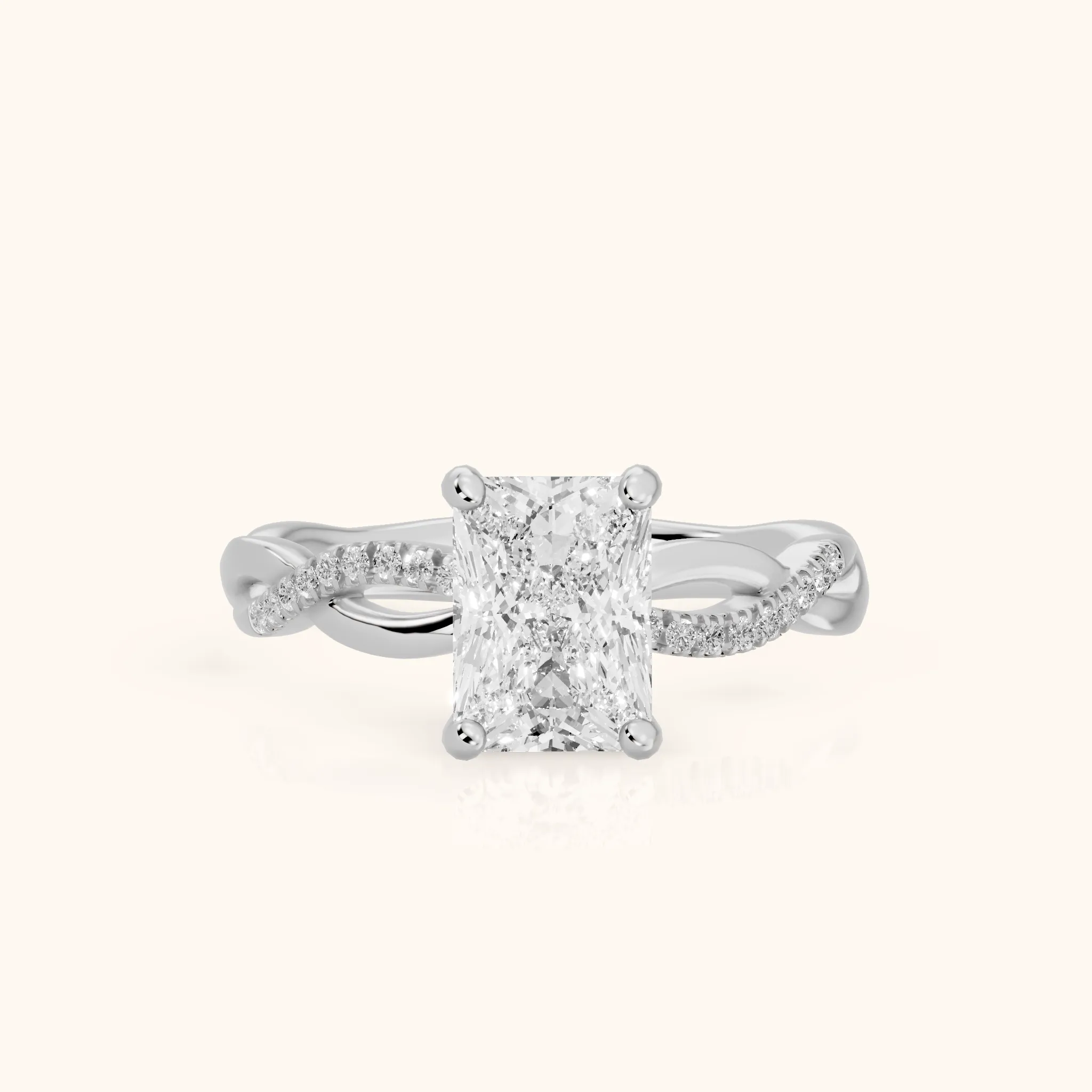 Carys Twist Pavé Radiant Diamond Engagement Ring in Silver — view 1