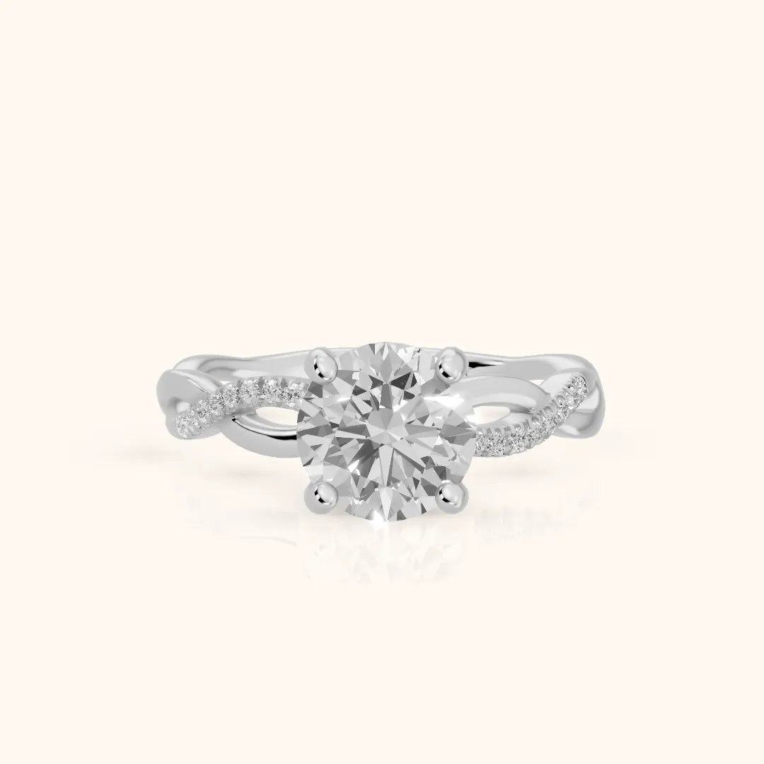 Carys Twist Pavé Round Diamond Engagement Ring in White Gold — view 2