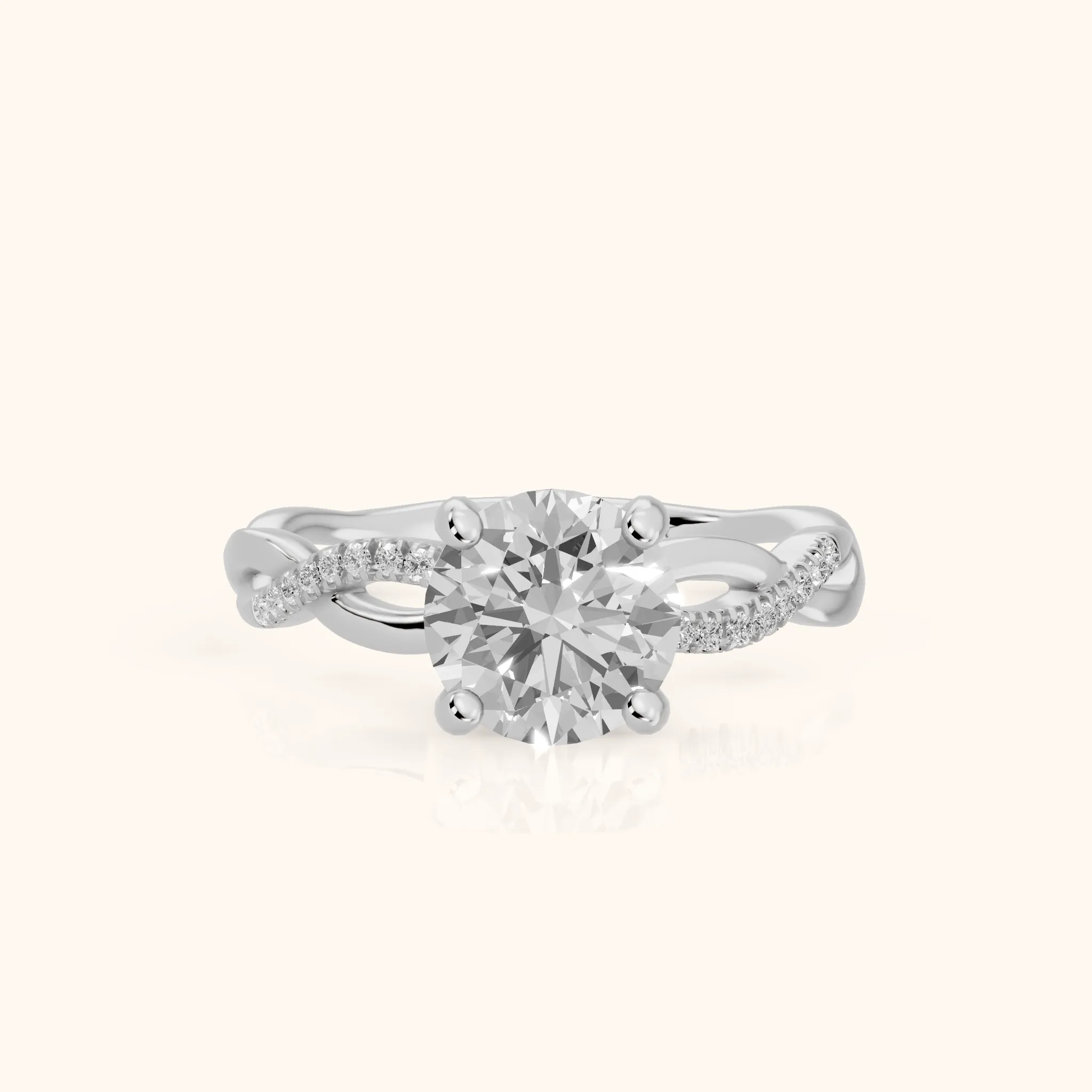 Carys Twist Pavé Round Diamond Engagement Ring in White Gold — view 1