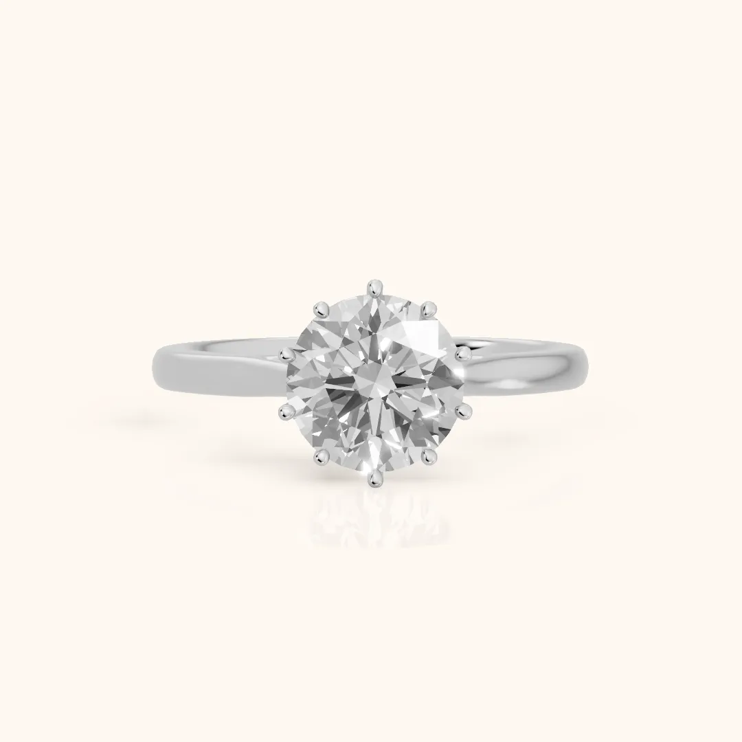 Laila Solitaire Cathedral Round Diamond Engagement Ring in White Gold — view 2