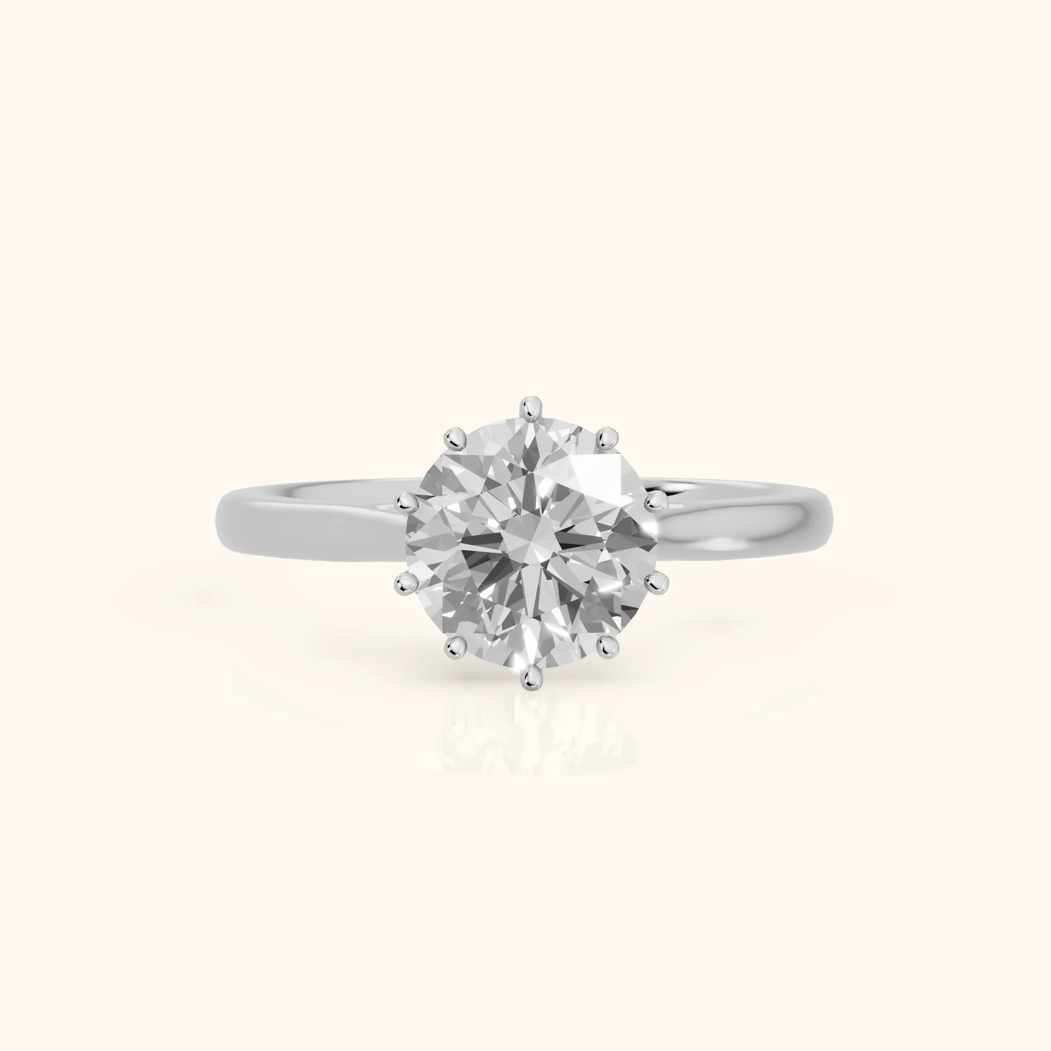Laila Solitaire Cathedral Round Diamond Engagement Ring in White Gold — view 1