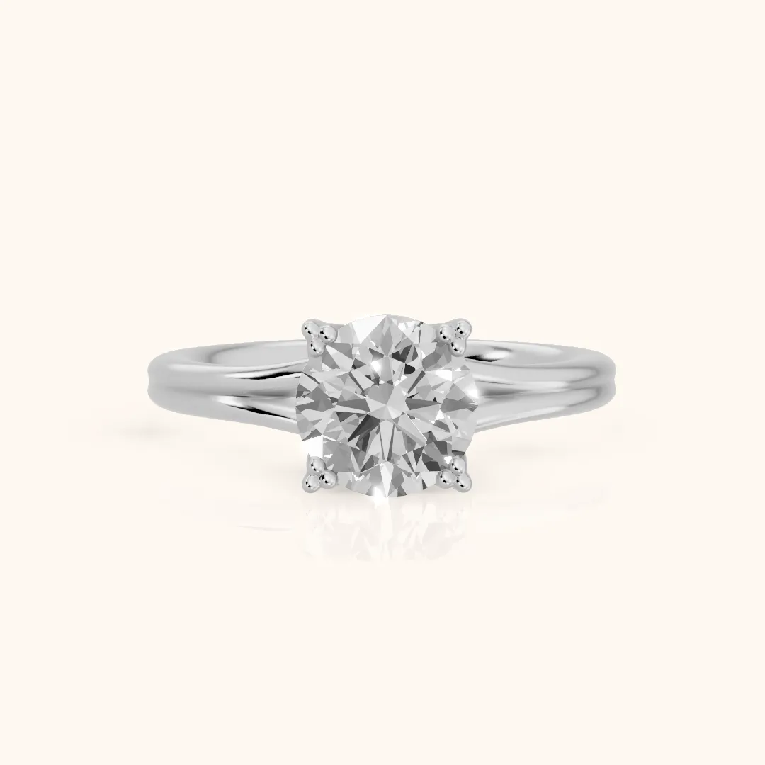 Neve Solitaire Split Shank Round Diamond Engagement Ring in Silver — view 2