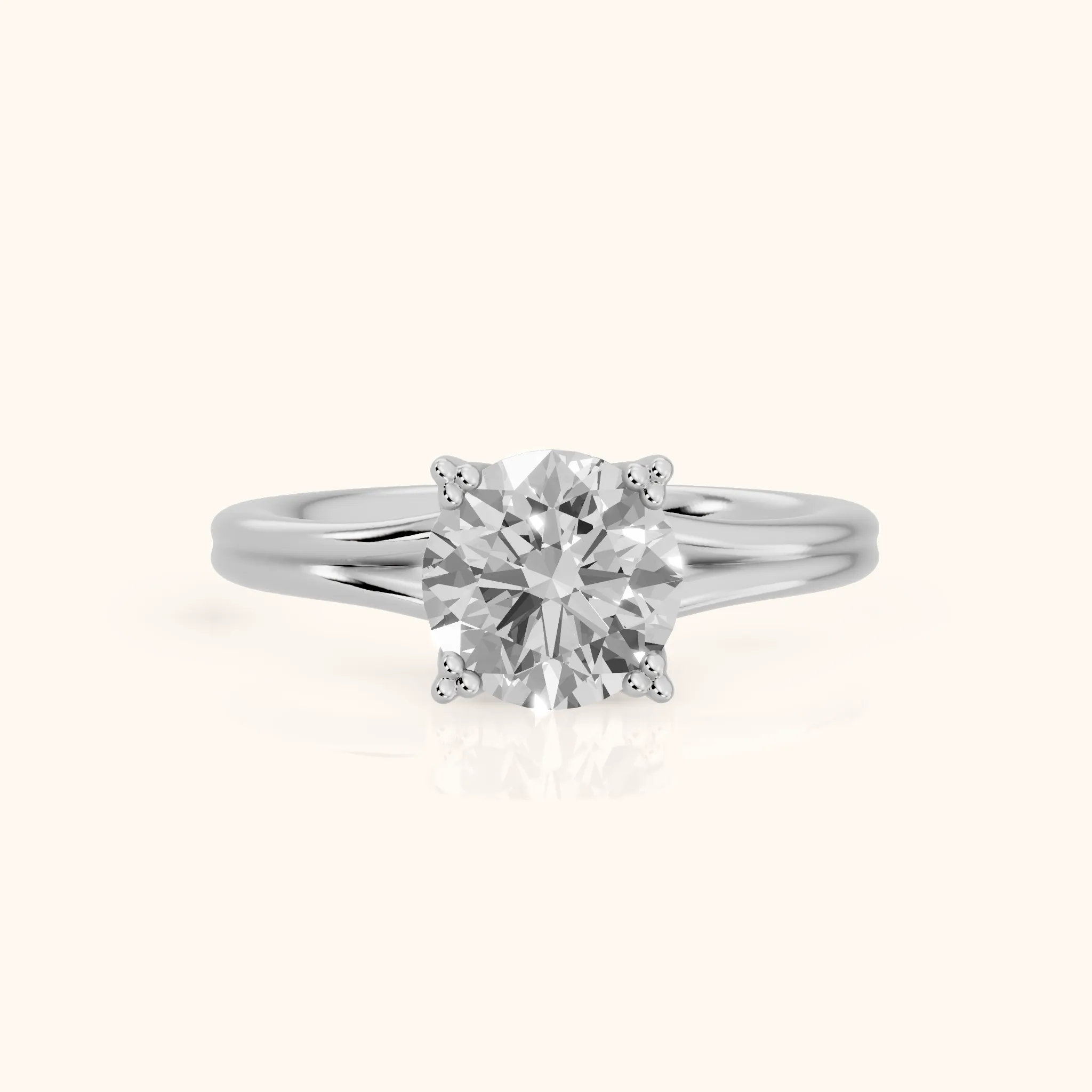 Neve Solitaire Split Shank Round Diamond Engagement Ring in Silver — view 1