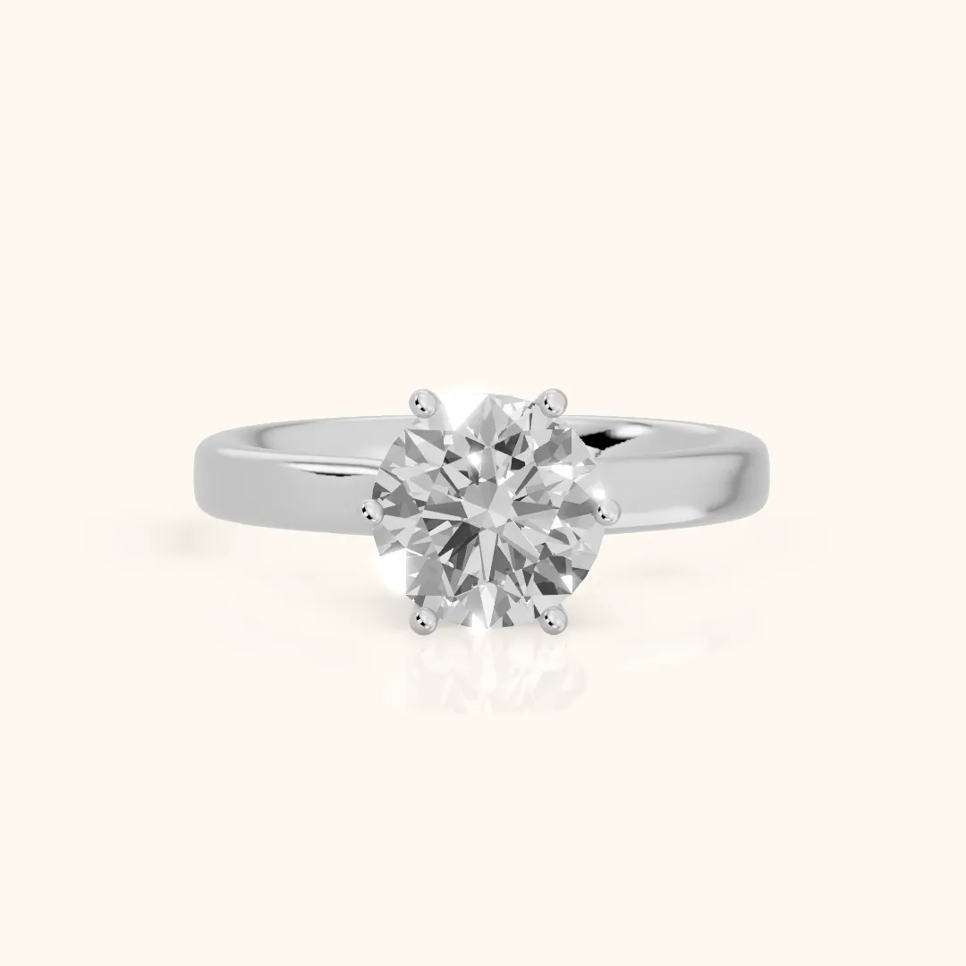 Reese Solitaire Cathedral Round Diamond Engagement Ring in White Gold — view 2
