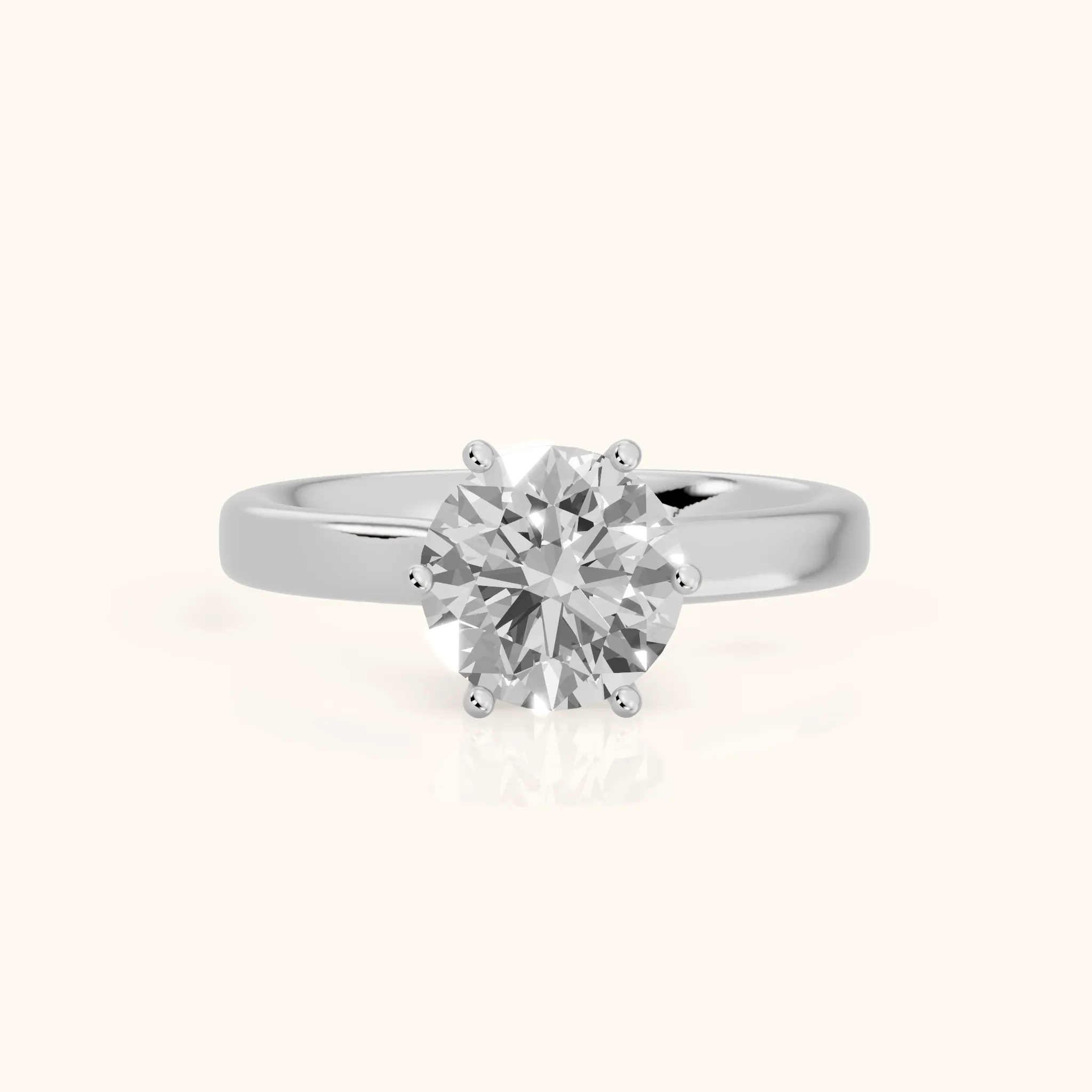 Reese Solitaire Cathedral Round Diamond Engagement Ring in White Gold — view 1