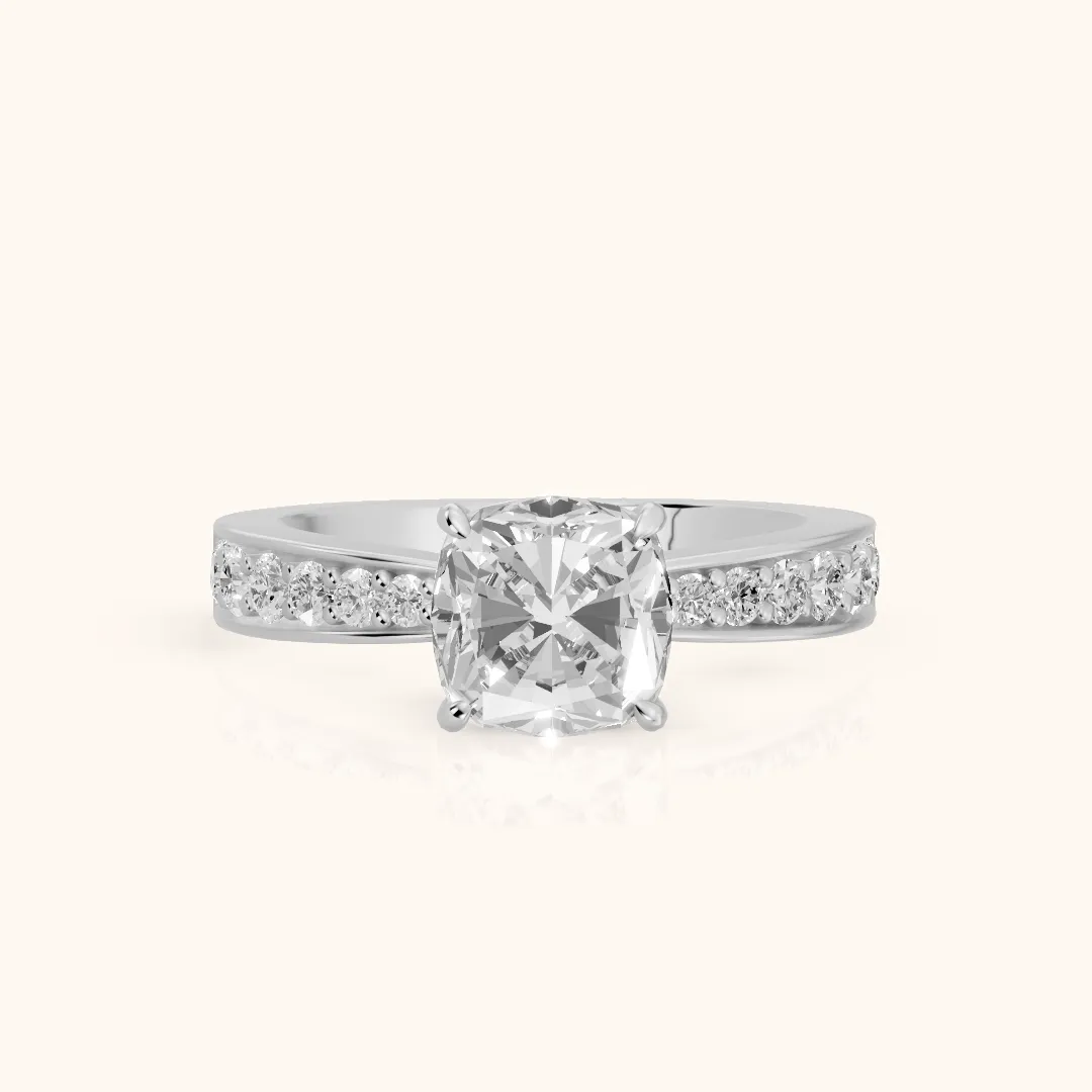 Riley Cathedral Pavé Cushion Diamond Engagement Ring in Platinum — view 2