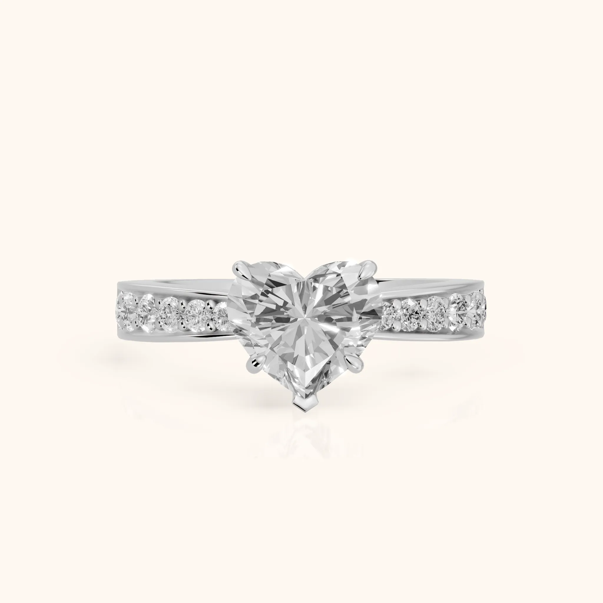 Riley Cathedral Pavé Heart Diamond Engagement Ring in Platinum — view 1