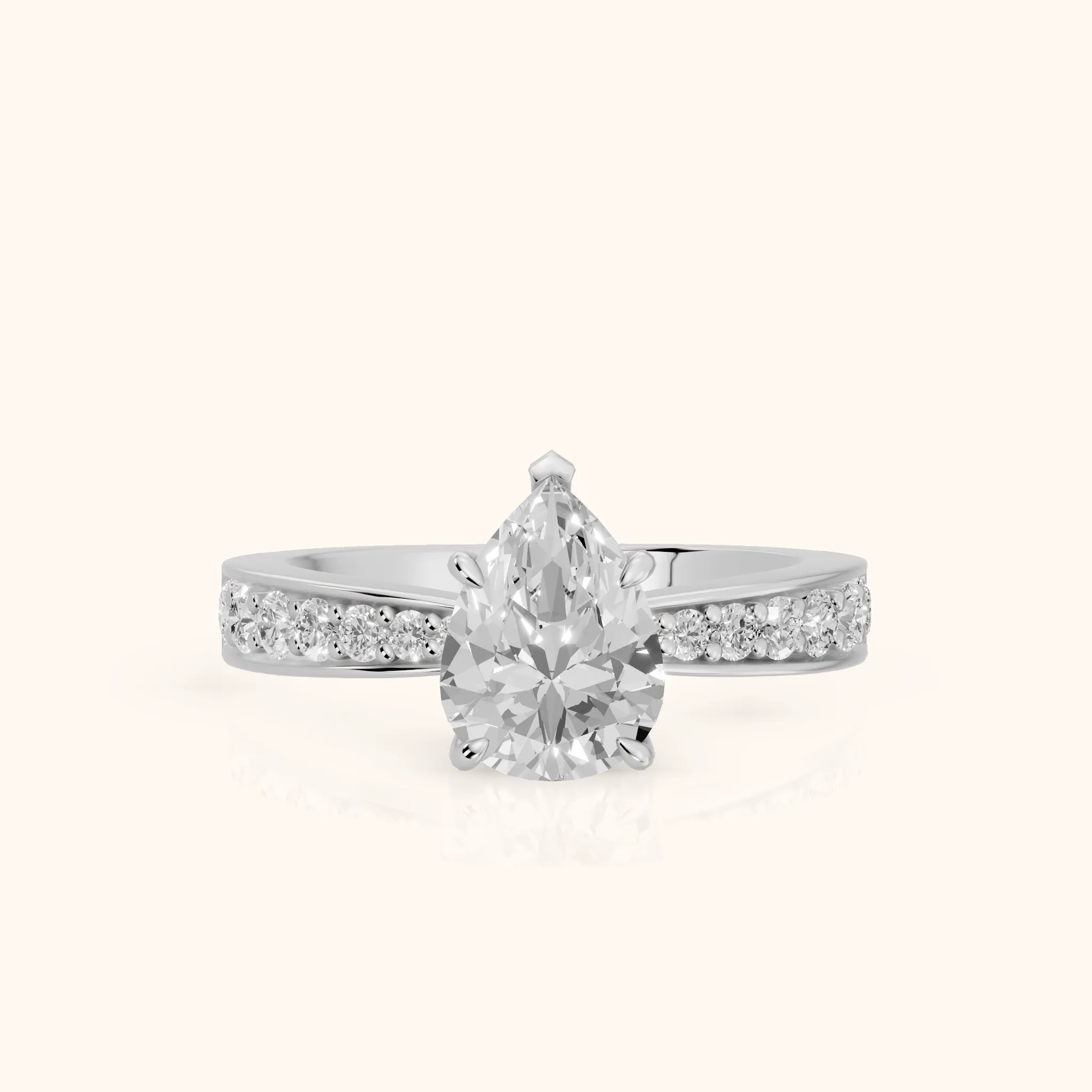 Riley Cathedral Pavé Pear Diamond Engagement Ring in Platinum — view 1