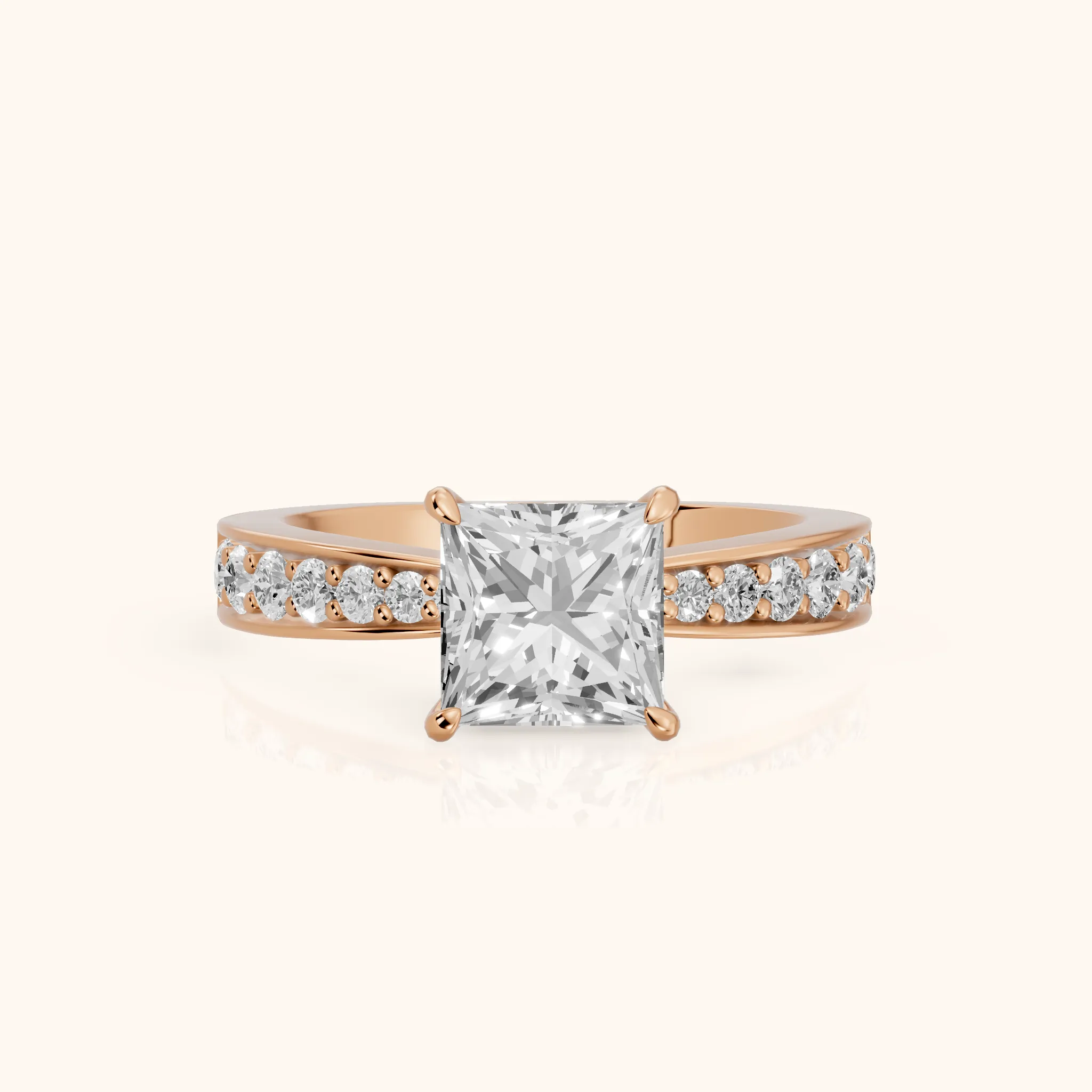 Riley Cathedral Pavé Princess Diamond Engagement Ring in Rose Gold — view 1