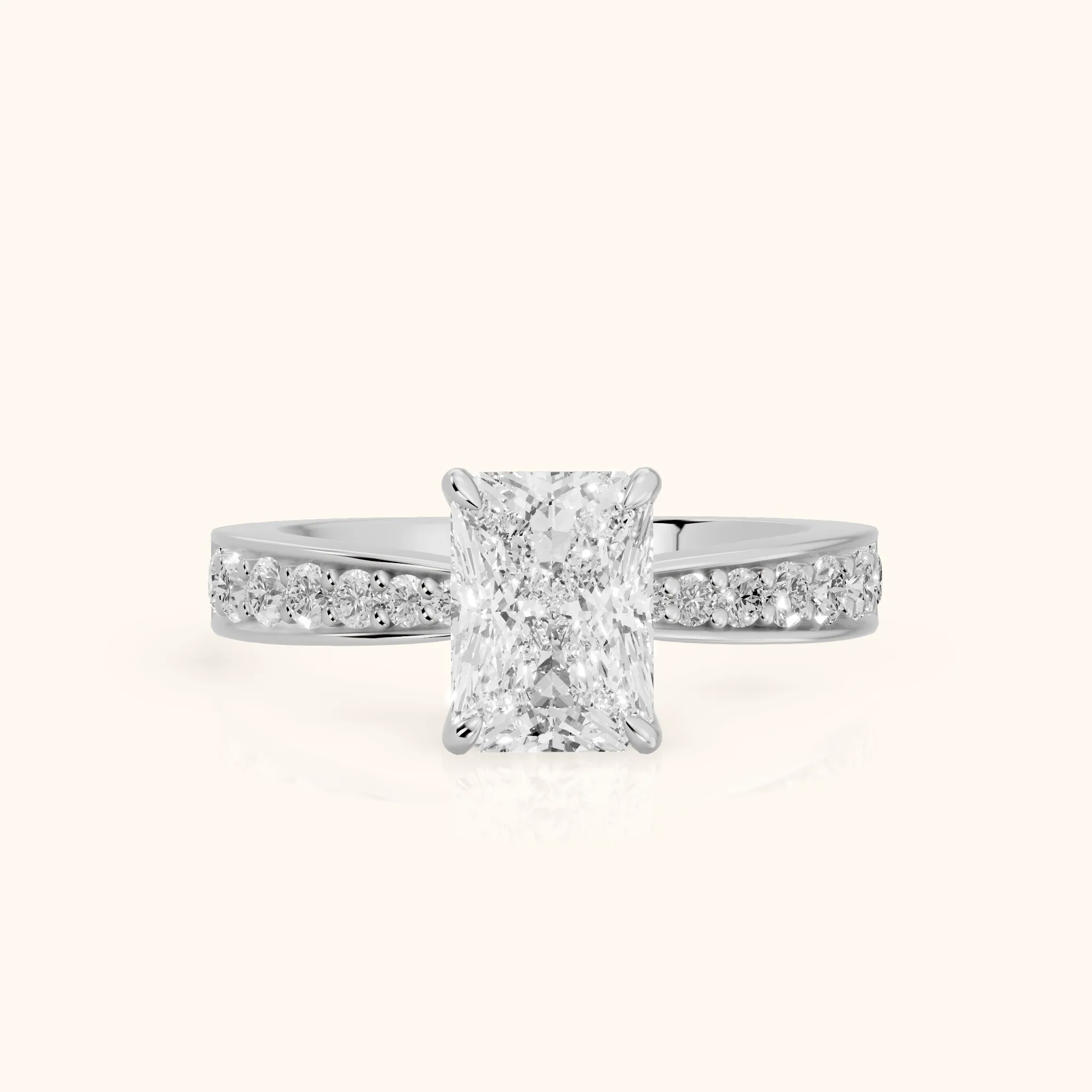 Riley Cathedral Pavé Radiant Diamond Engagement Ring in Silver — view 1