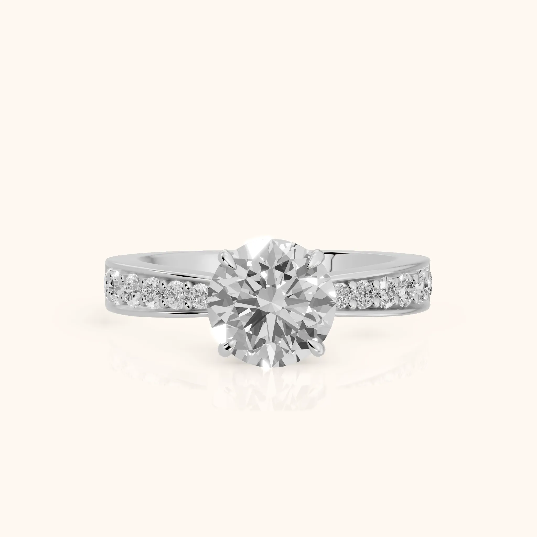Riley Cathedral Pavé Round Diamond Engagement Ring in Silver — view 1