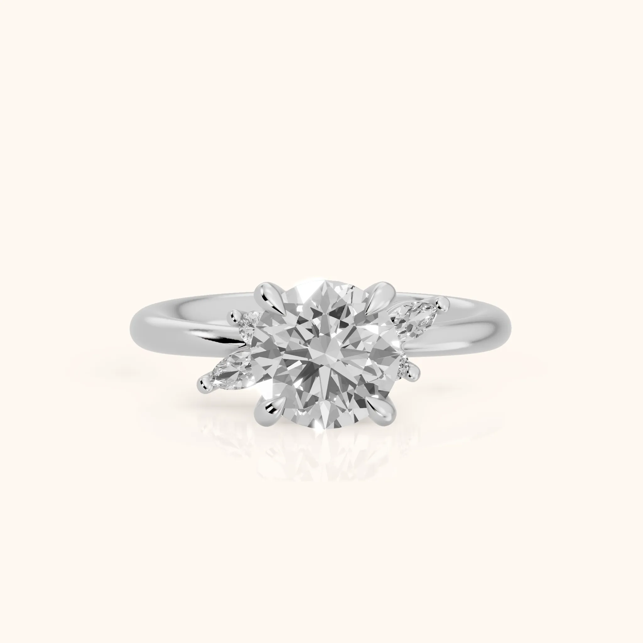 Billie Leaf Cluster Round Diamond Engagement Ring in Silver — view 1