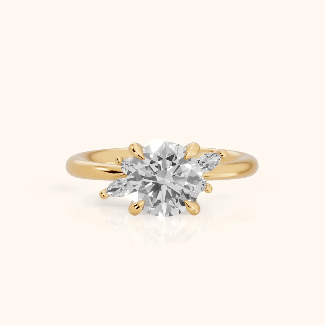 Billie Leaf Cluster Round Diamond Engagement Ring in Yellow Gold — view 2