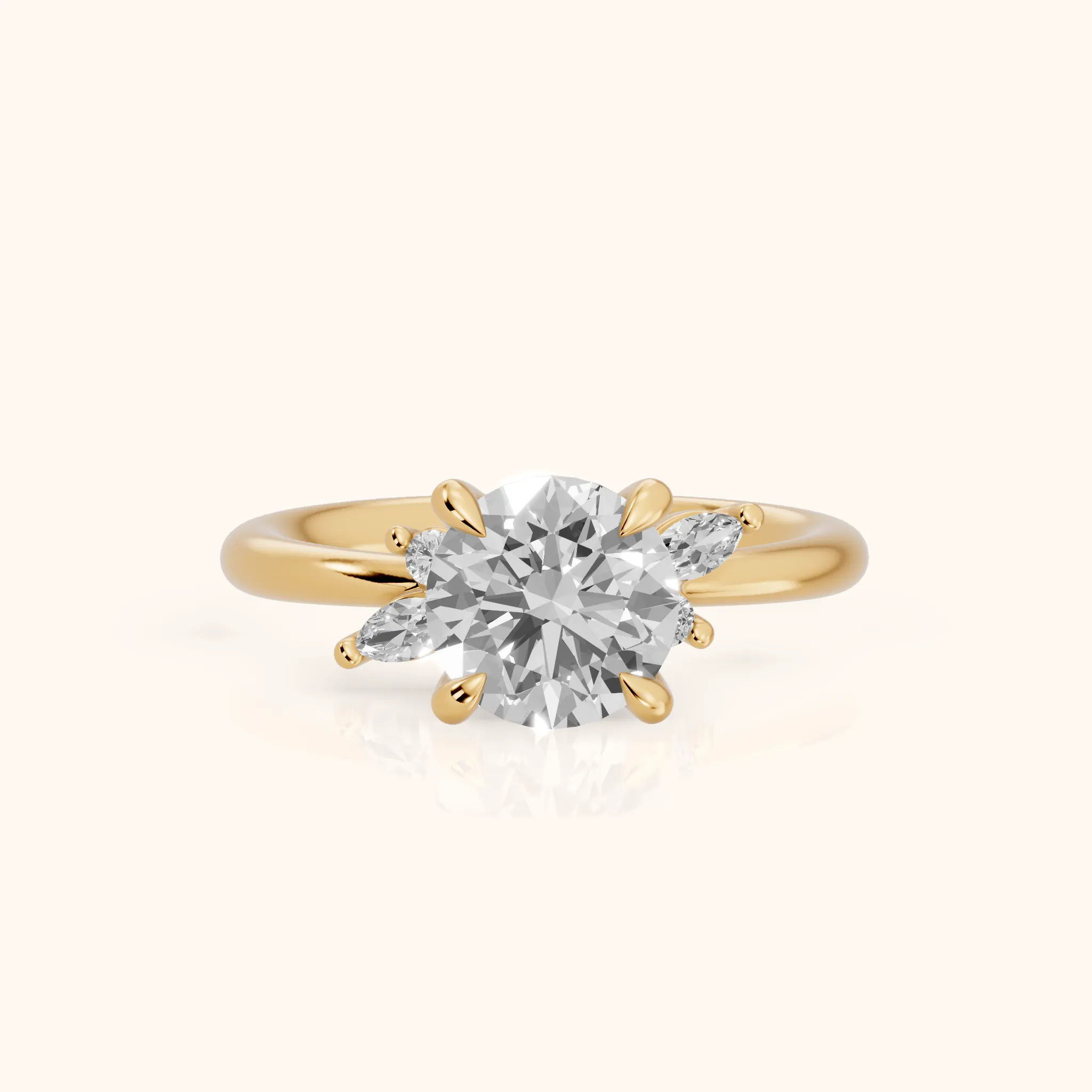 Billie Leaf Cluster Round Diamond Engagement Ring in Yellow Gold — view 1