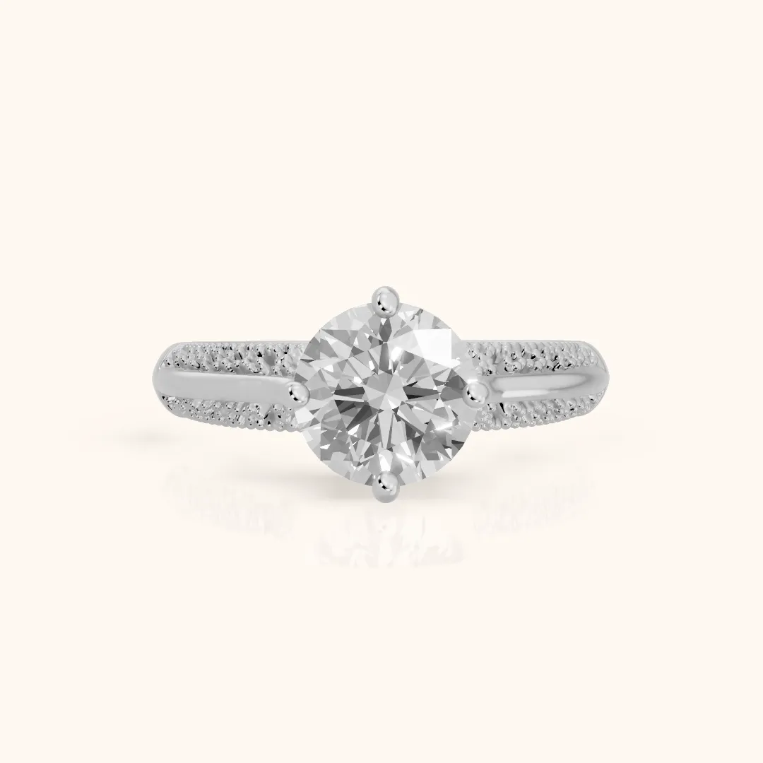 Gillian Vintage Split Shank Round Diamond Engagement Ring in Platinum — view 2