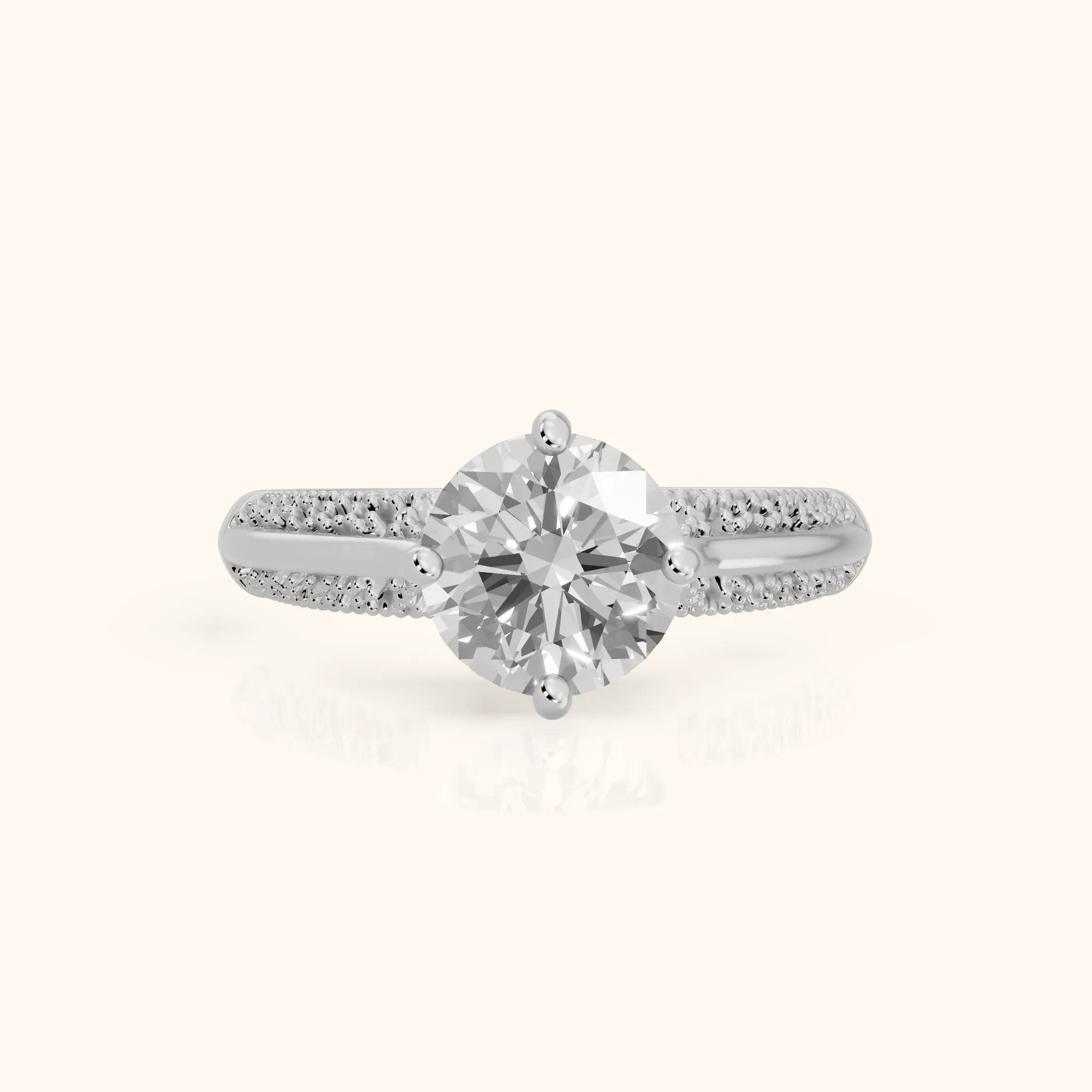 Gillian Vintage Split Shank Round Diamond Engagement Ring in Platinum — view 1