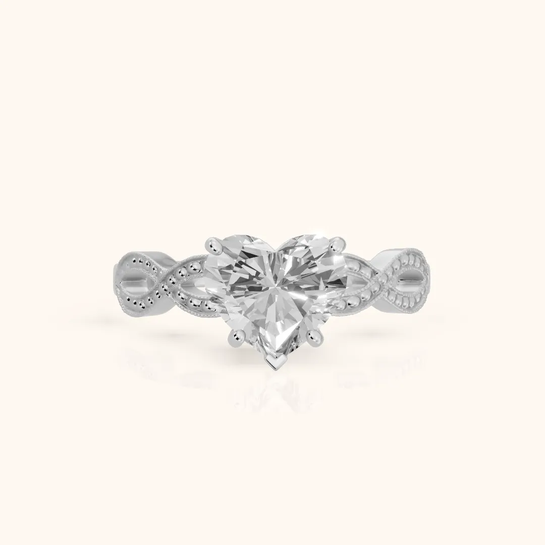 Jeanie Twist Solitaire Heart Diamond Engagement Ring in Silver — view 2