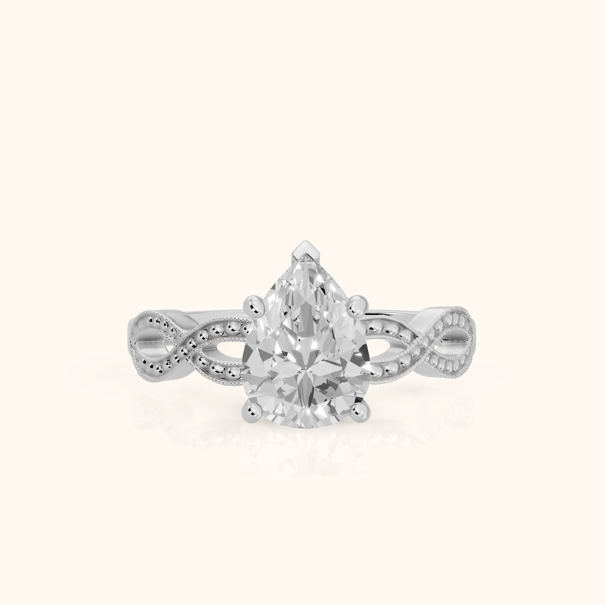 Jeanie Twist Solitaire Pear Diamond Engagement Ring in Platinum — view 1