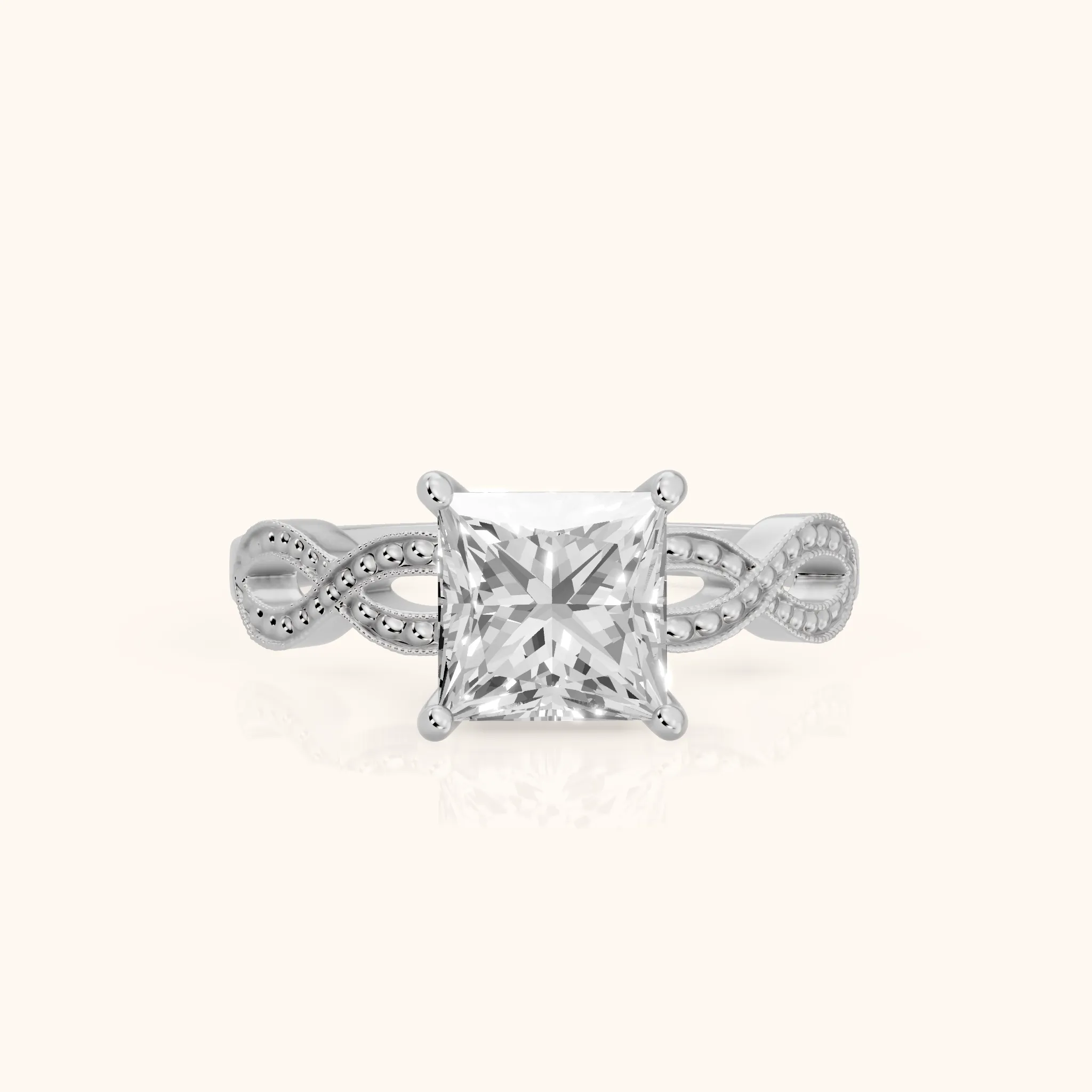 Jeanie Twist Solitaire Princess Diamond Engagement Ring in White Gold — view 1