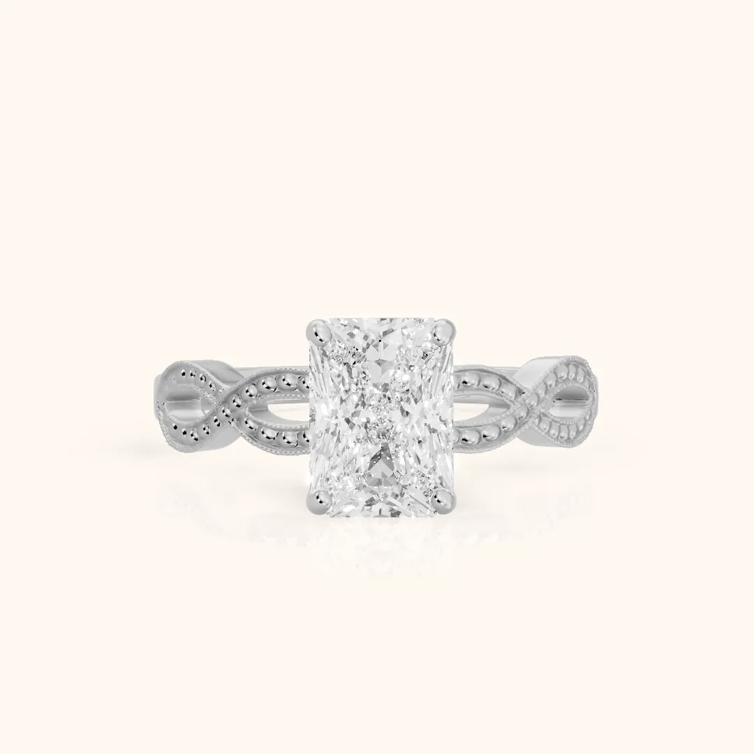 Jeanie Twist Solitaire Radiant Diamond Engagement Ring in White Gold — view 2
