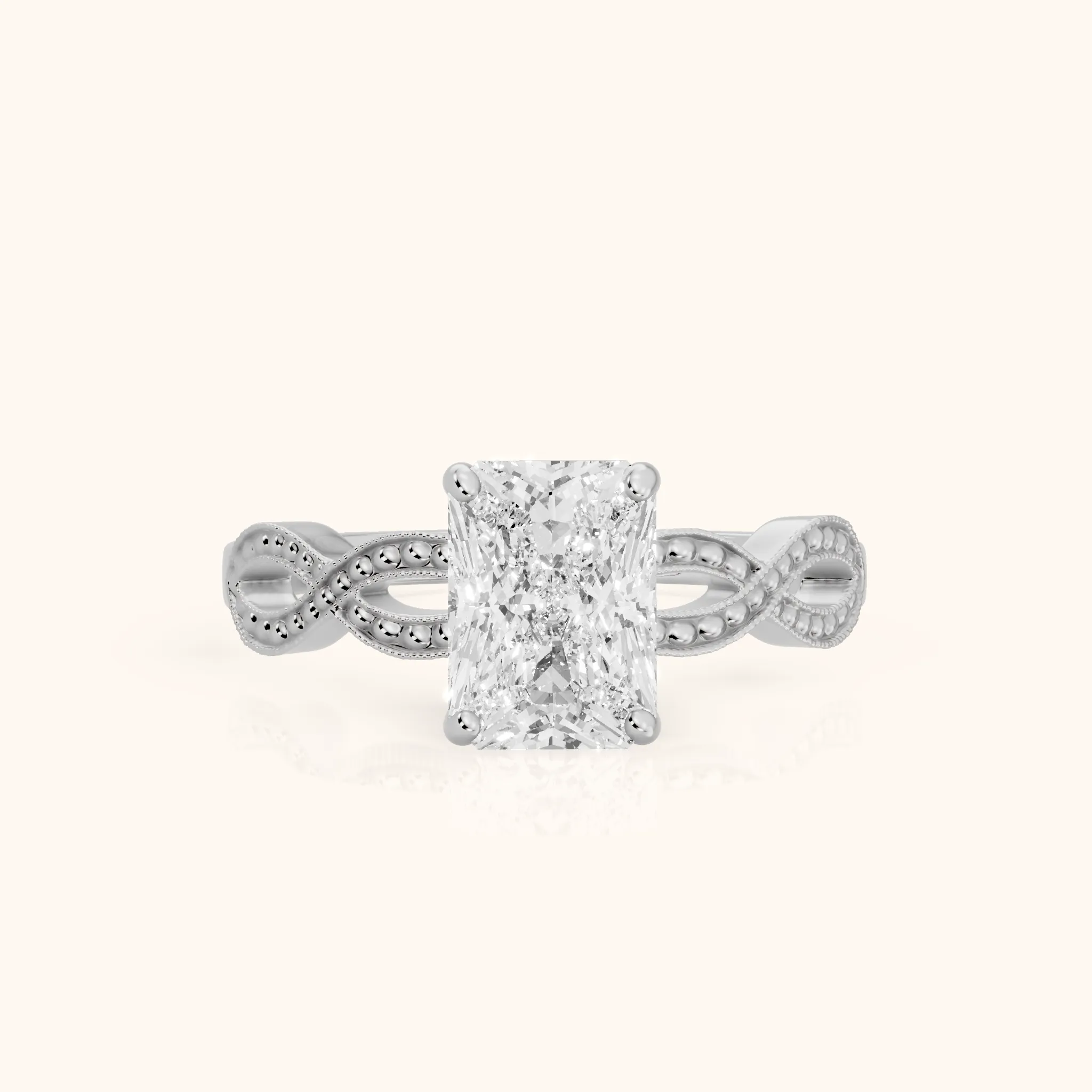 Jeanie Twist Solitaire Radiant Diamond Engagement Ring in White Gold — view 1