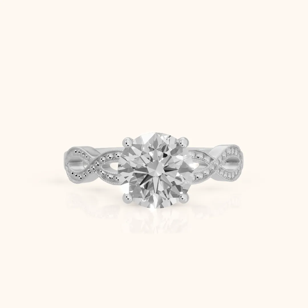 Jeanie Twist Solitaire Round Diamond Engagement Ring in Silver — view 2