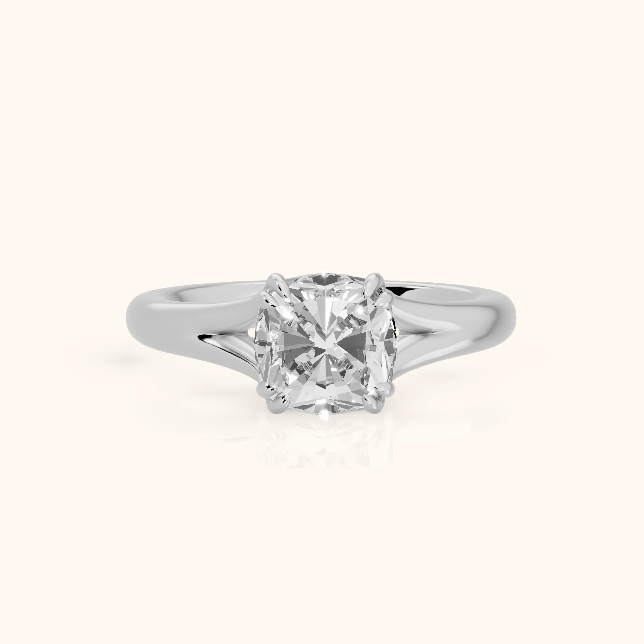Jillian Solitaire Split Shank Cushion Diamond Engagement Ring in Silver — view 1