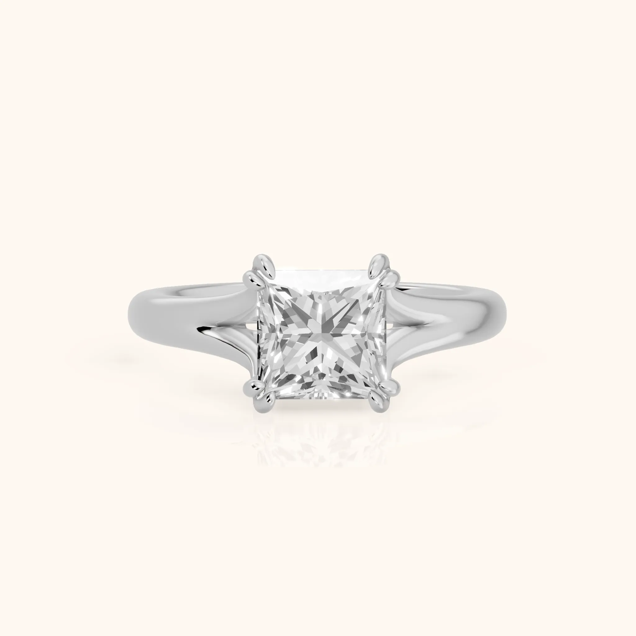 Jillian Solitaire Split Shank Princess Diamond Engagement Ring in Silver — view 1