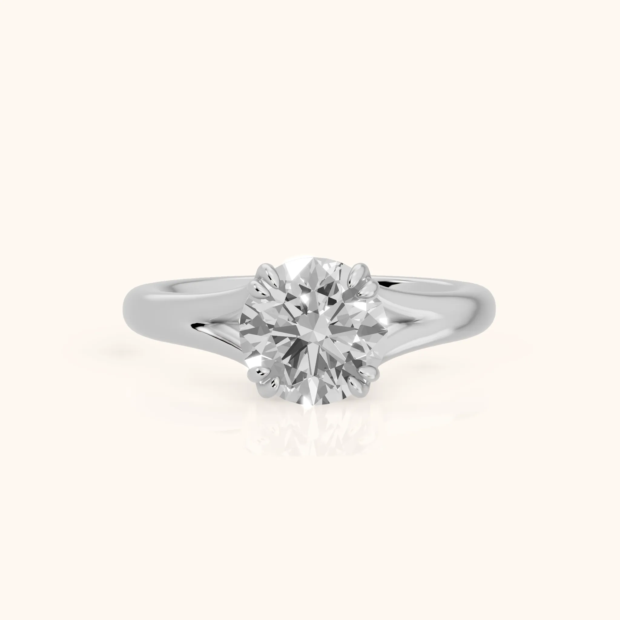 Jillian Solitaire Split Shank Round Diamond Engagement Ring in Silver — view 1