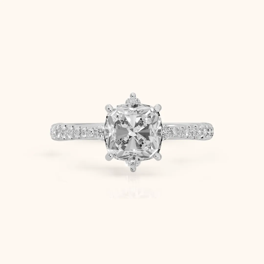 Jocelyn Crown Pavé Cushion Diamond Engagement Ring in Silver — view 2