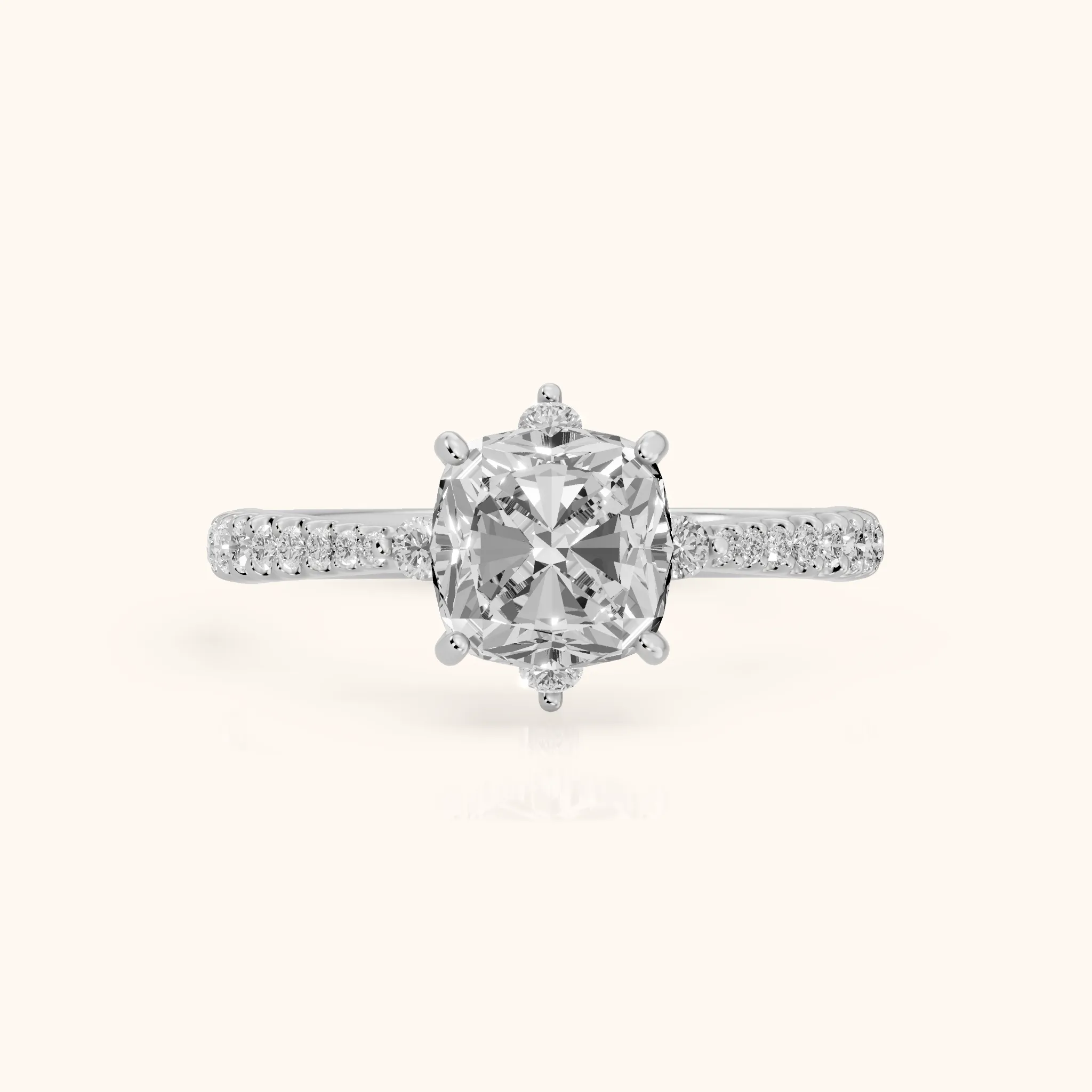 Jocelyn Crown Pavé Cushion Diamond Engagement Ring in Silver — view 1