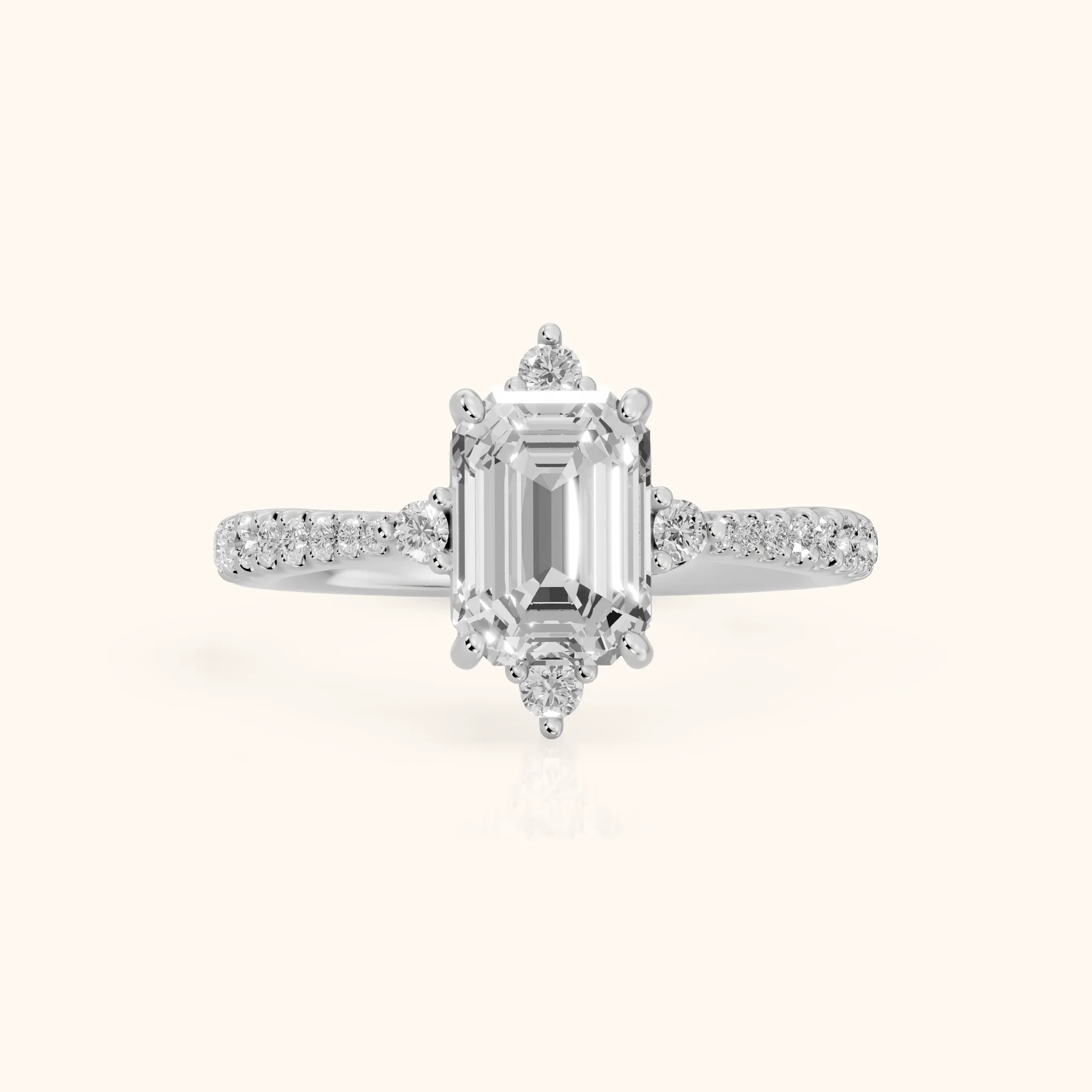 Jocelyn Crown Pavé Emerald Diamond Engagement Ring in Silver — view 1