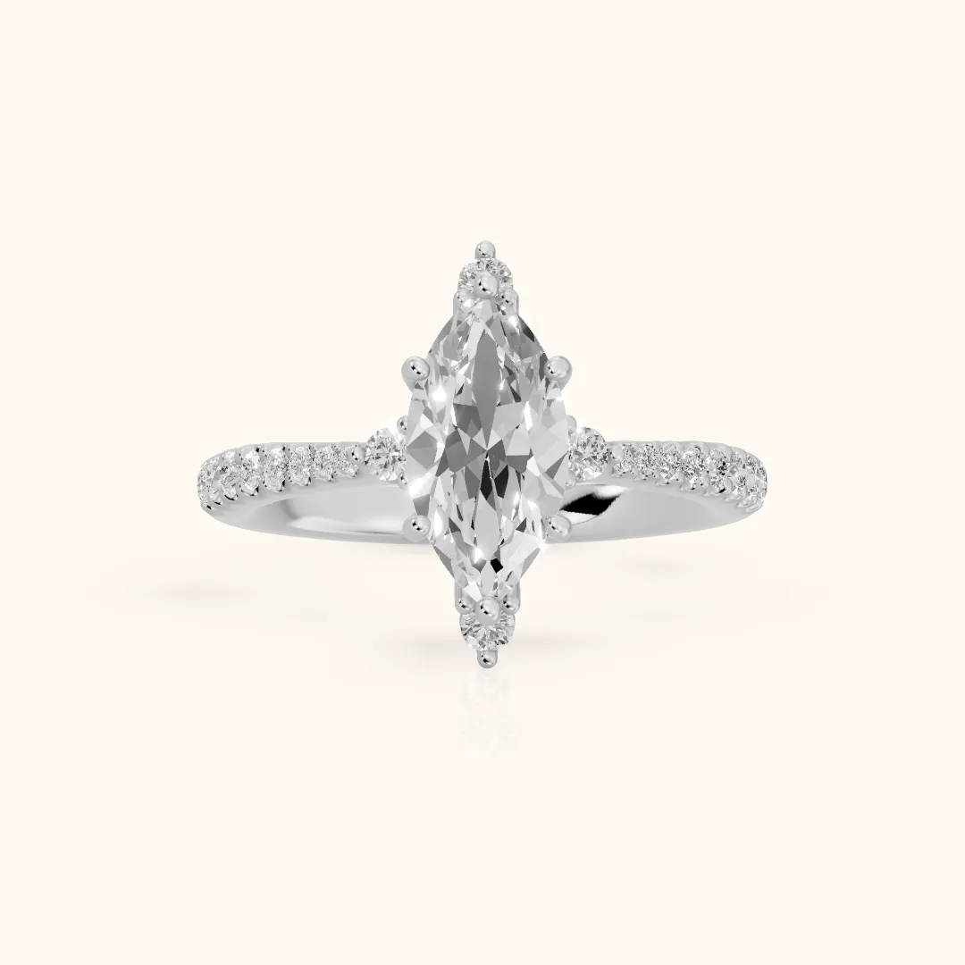 Jocelyn Crown Pavé Marquise Diamond Engagement Ring in Platinum — view 2