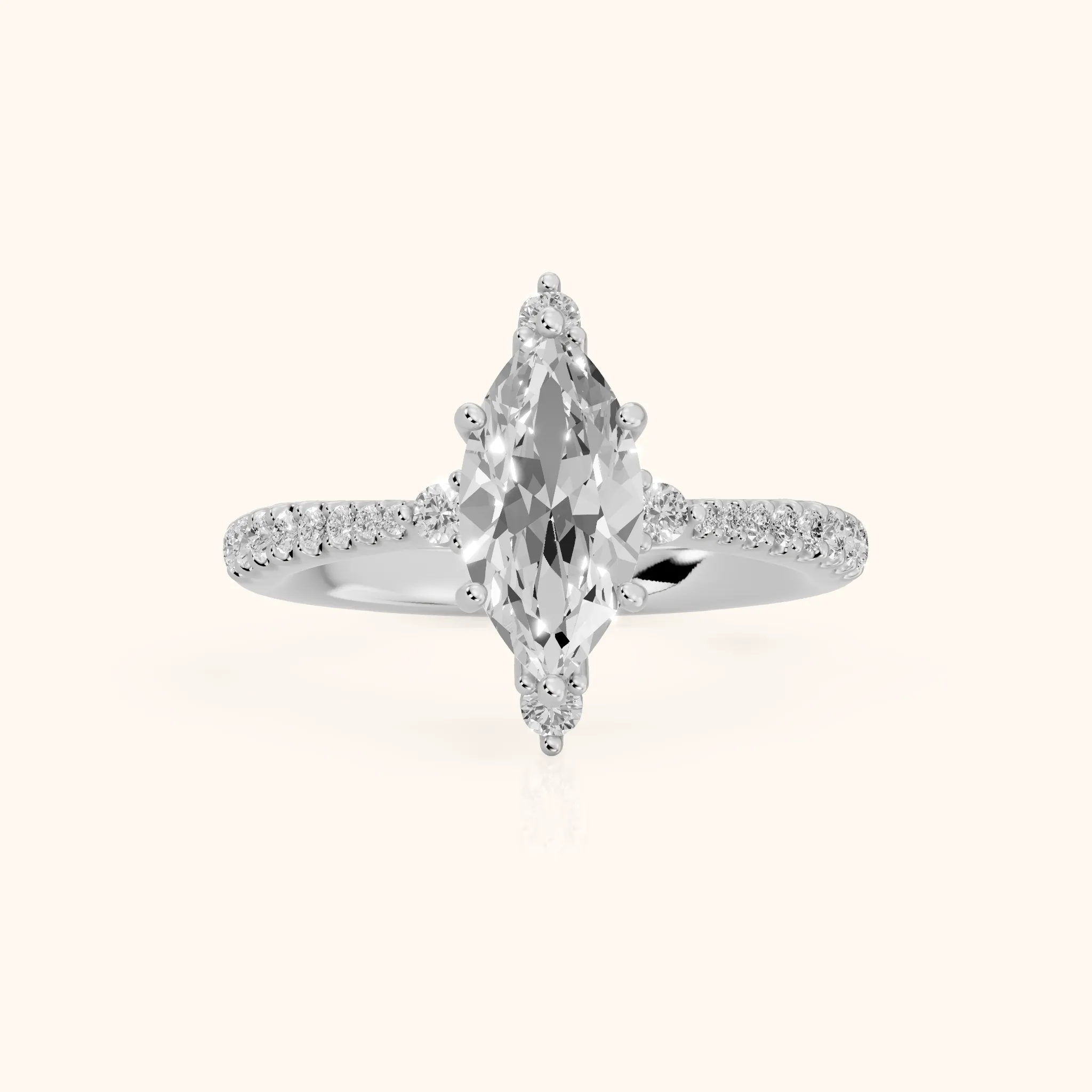Jocelyn Crown Pavé Marquise Diamond Engagement Ring in Platinum — view 1