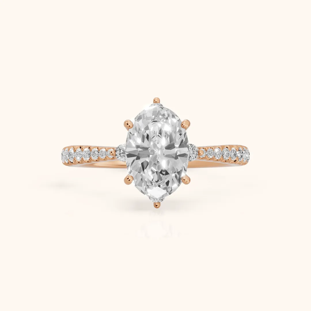 Jocelyn Crown Pavé Oval Diamond Engagement Ring in Rose Gold — view 2