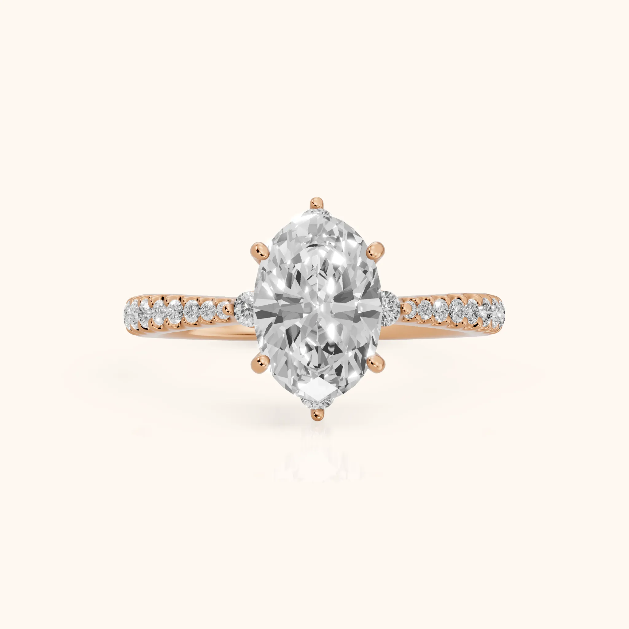 Jocelyn Crown Pavé Oval Diamond Engagement Ring in Rose Gold — view 1