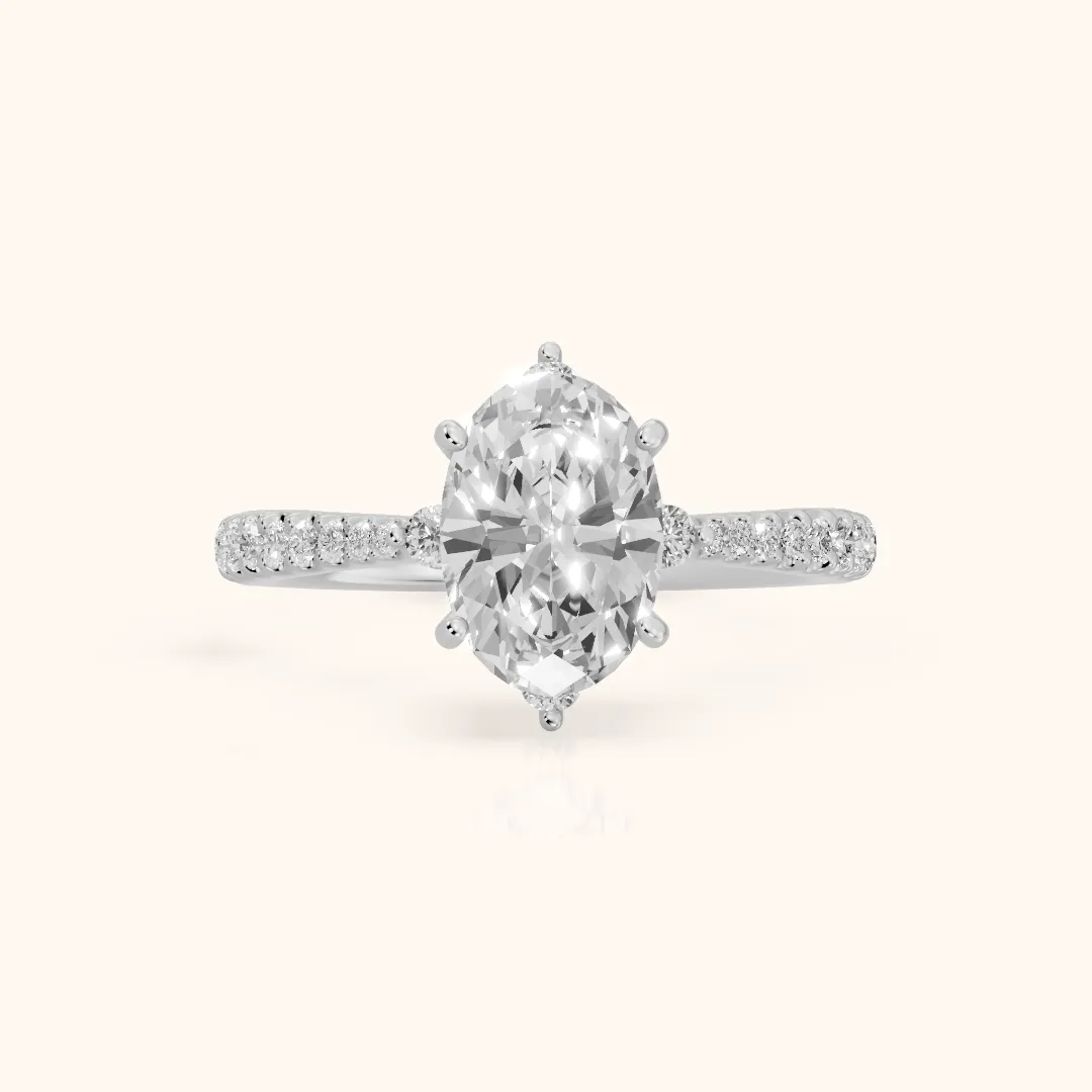Jocelyn Crown Pavé Oval Diamond Engagement Ring in Platinum — view 2