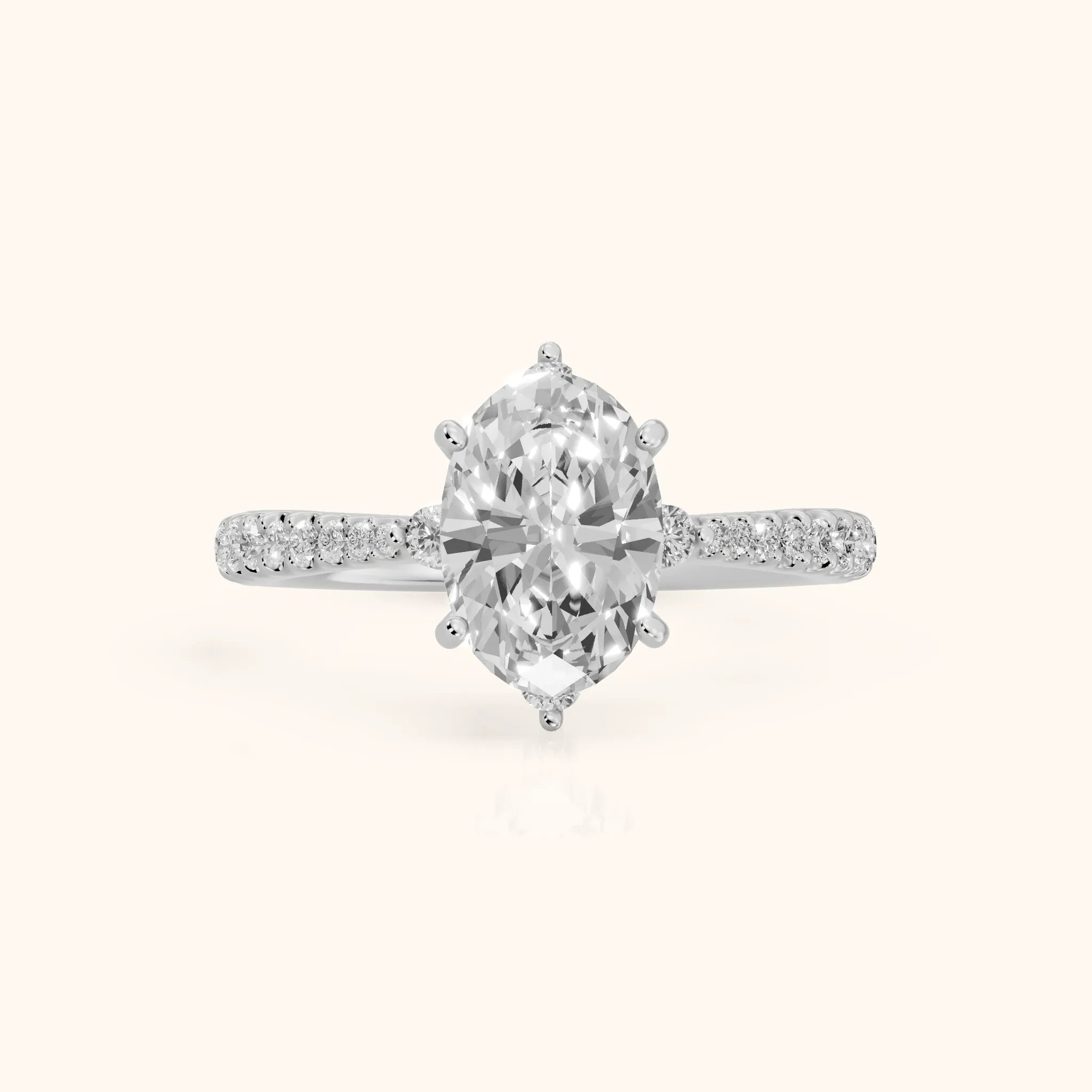Jocelyn Crown Pavé Oval Diamond Engagement Ring in Platinum — view 1