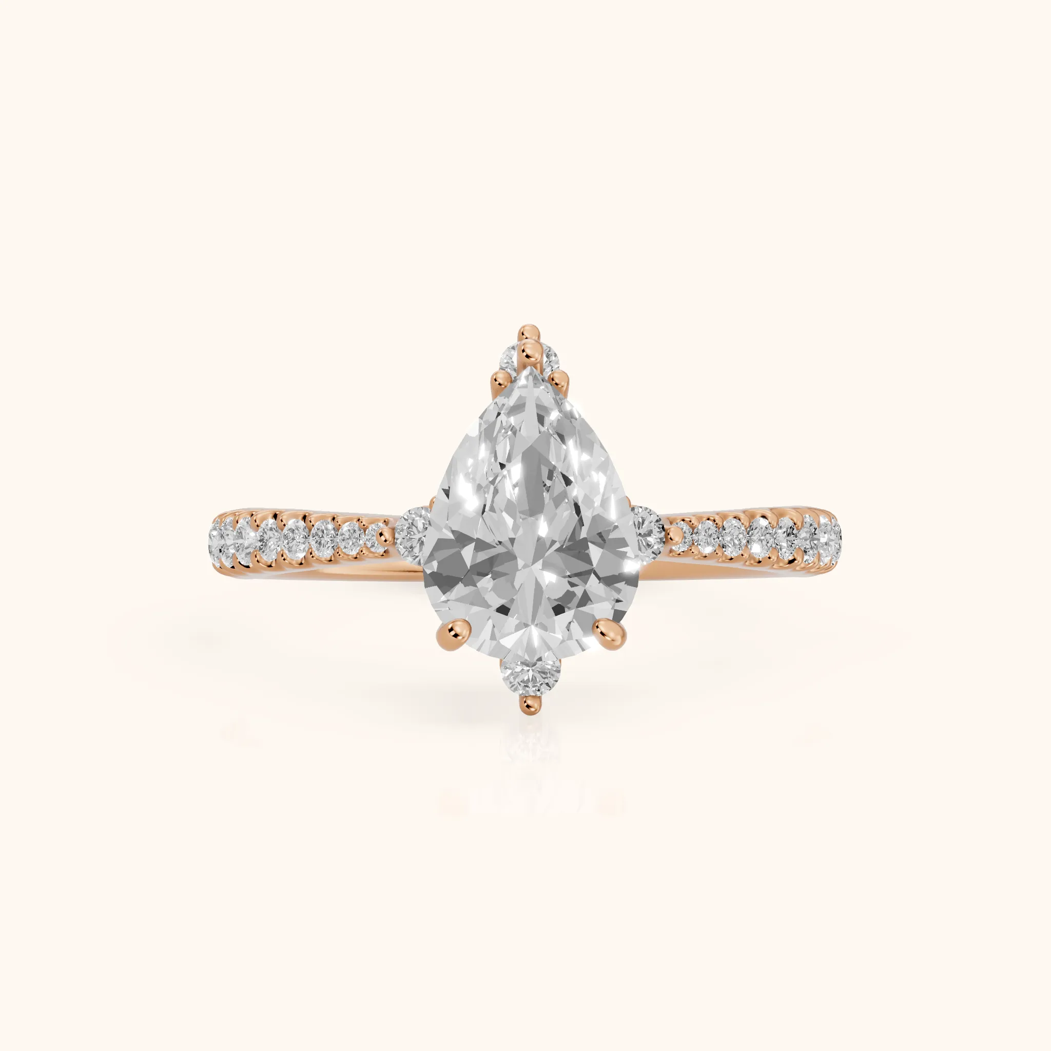 Jocelyn Crown Pavé Pear Diamond Engagement Ring in Rose Gold — view 1