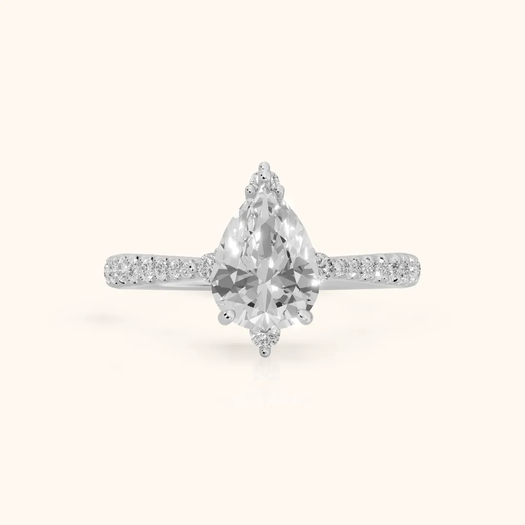 Jocelyn Crown Pavé Pear Diamond Engagement Ring in Silver — view 2