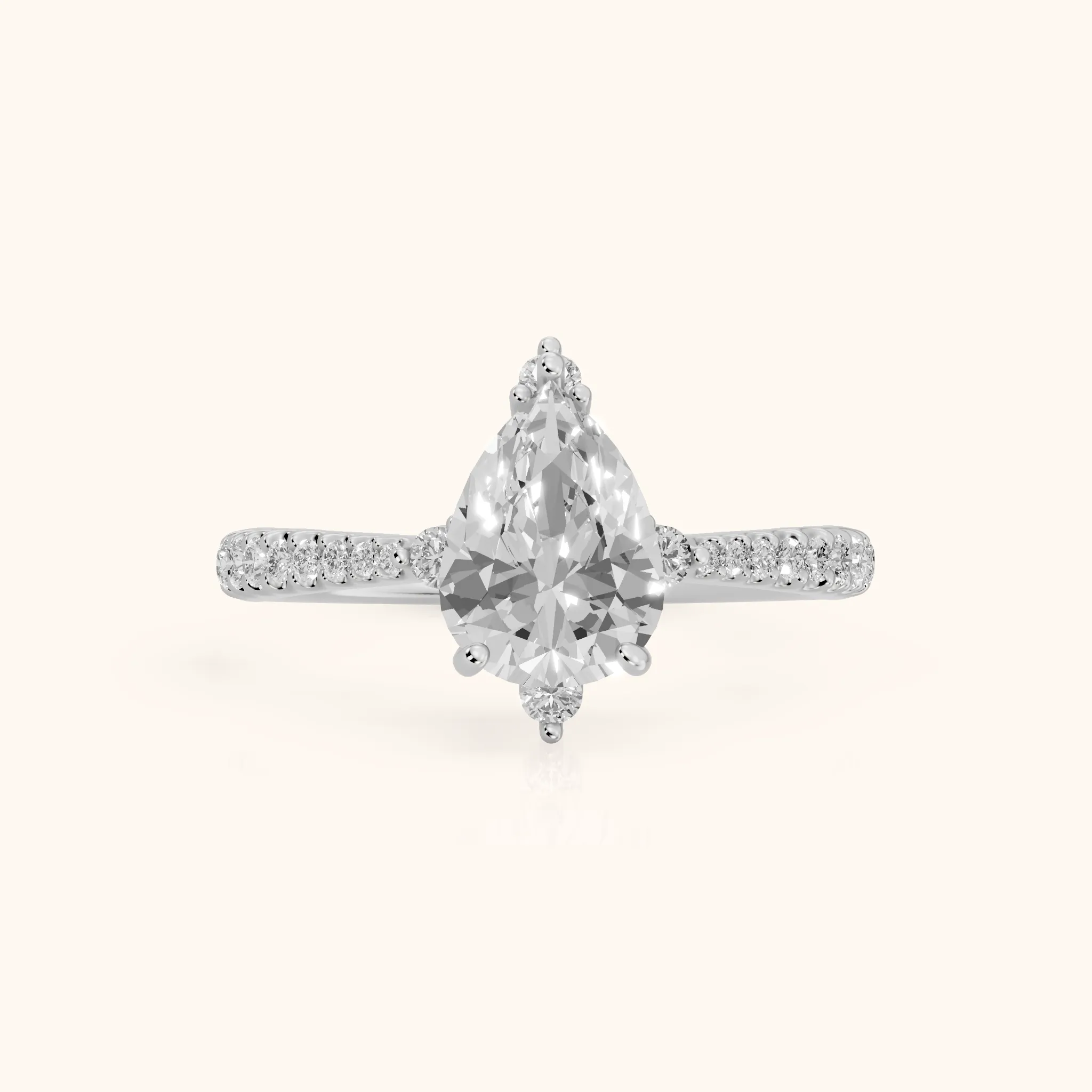 Jocelyn Crown Pavé Pear Diamond Engagement Ring in Silver — view 1