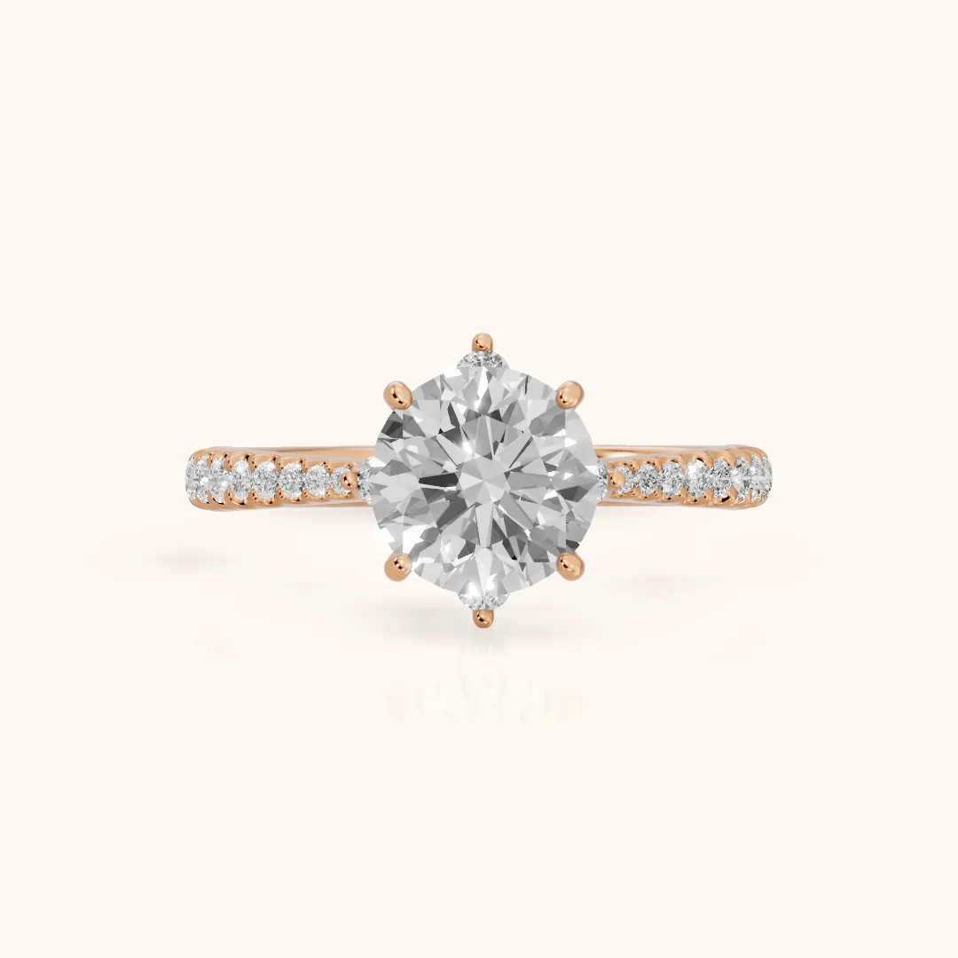 Jocelyn Crown Pavé Round Diamond Engagement Ring in Rose Gold — view 2