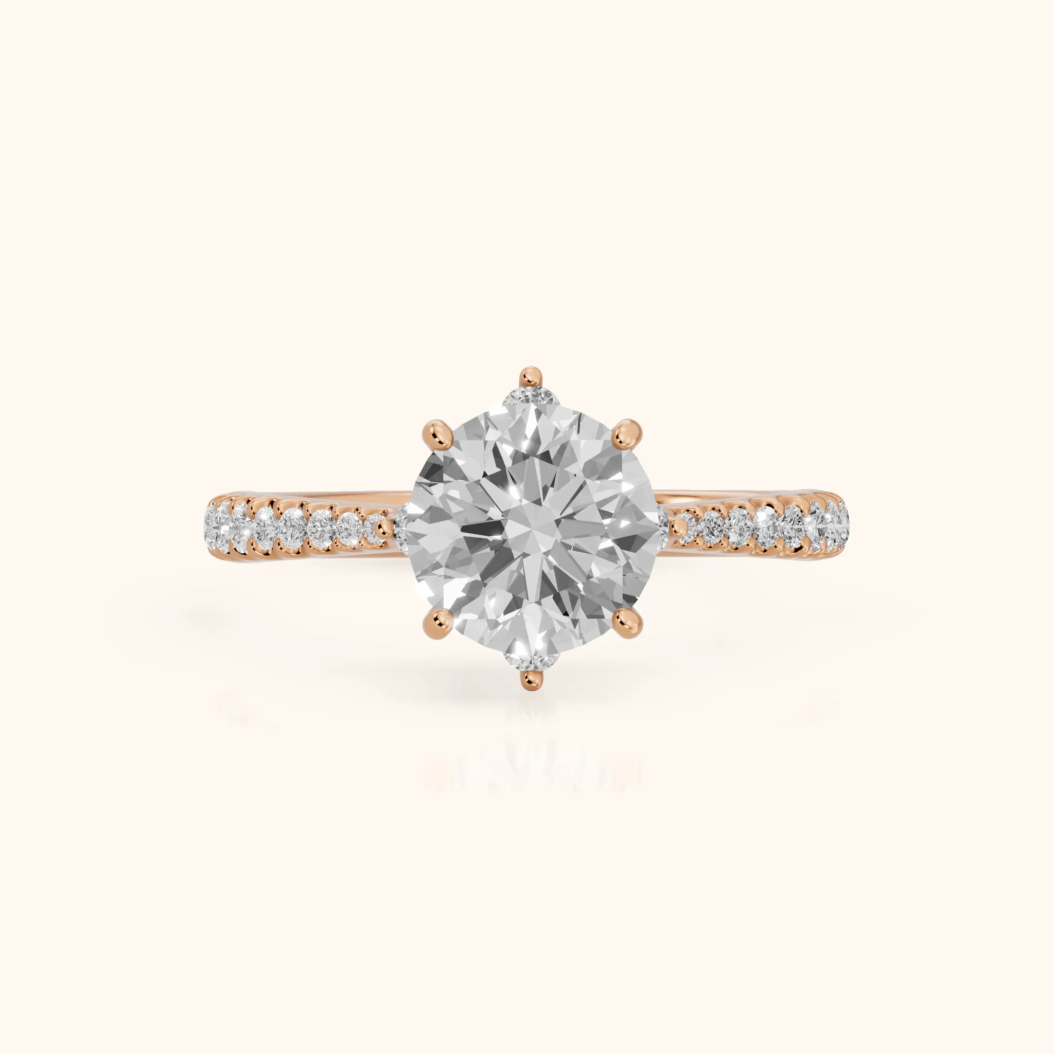 Jocelyn Crown Pavé Round Diamond Engagement Ring in Rose Gold — view 1