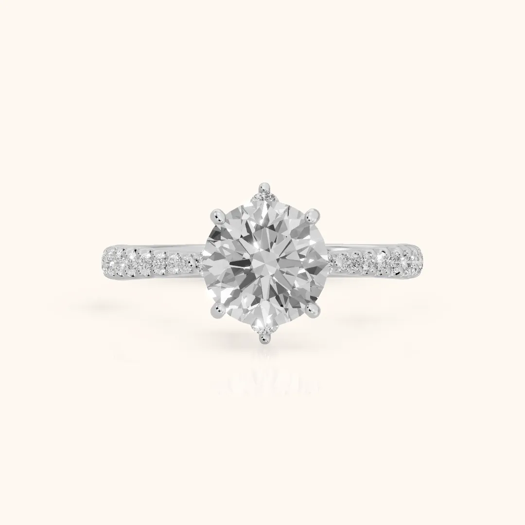 Jocelyn Crown Pavé Round Diamond Engagement Ring in Silver — view 2
