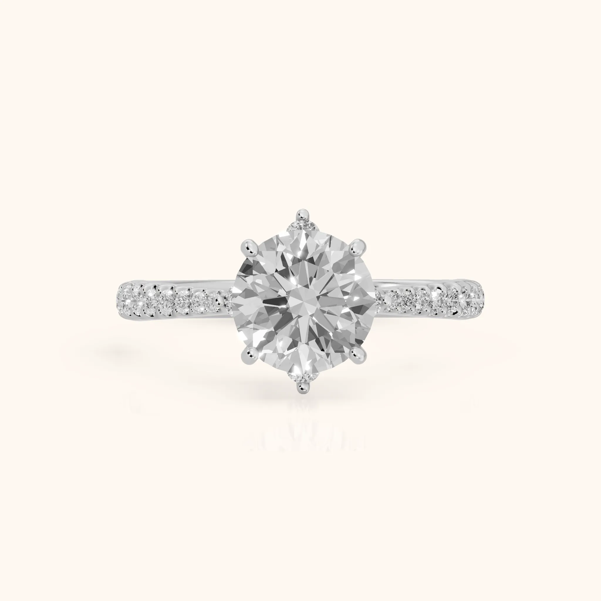 Jocelyn Crown Pavé Round Diamond Engagement Ring in Silver — view 1