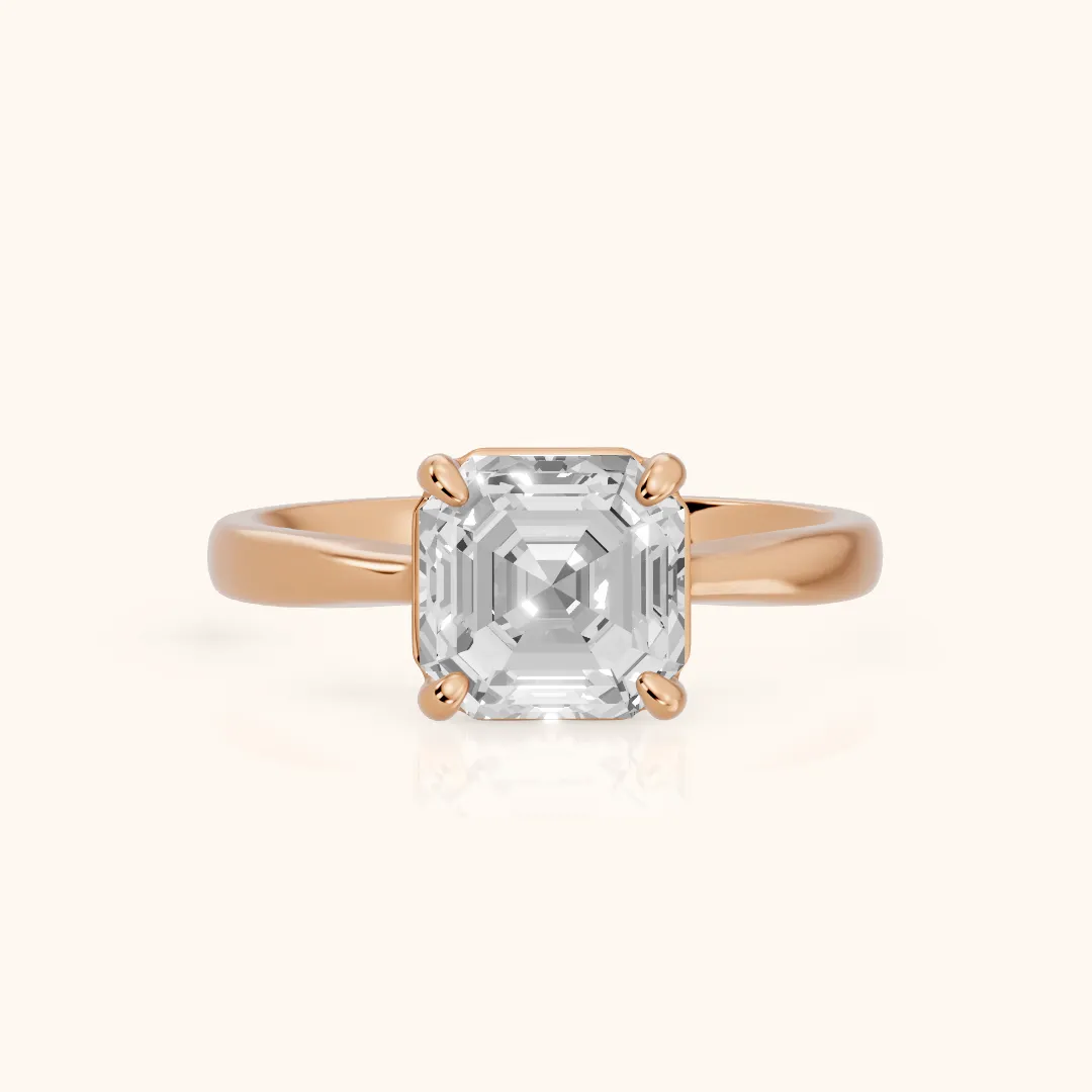 Miriam Basket Solitaire Asscher Diamond Engagement Ring in Rose Gold — view 2