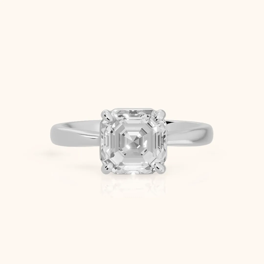 Miriam Basket Solitaire Asscher Diamond Engagement Ring in White Gold — view 2