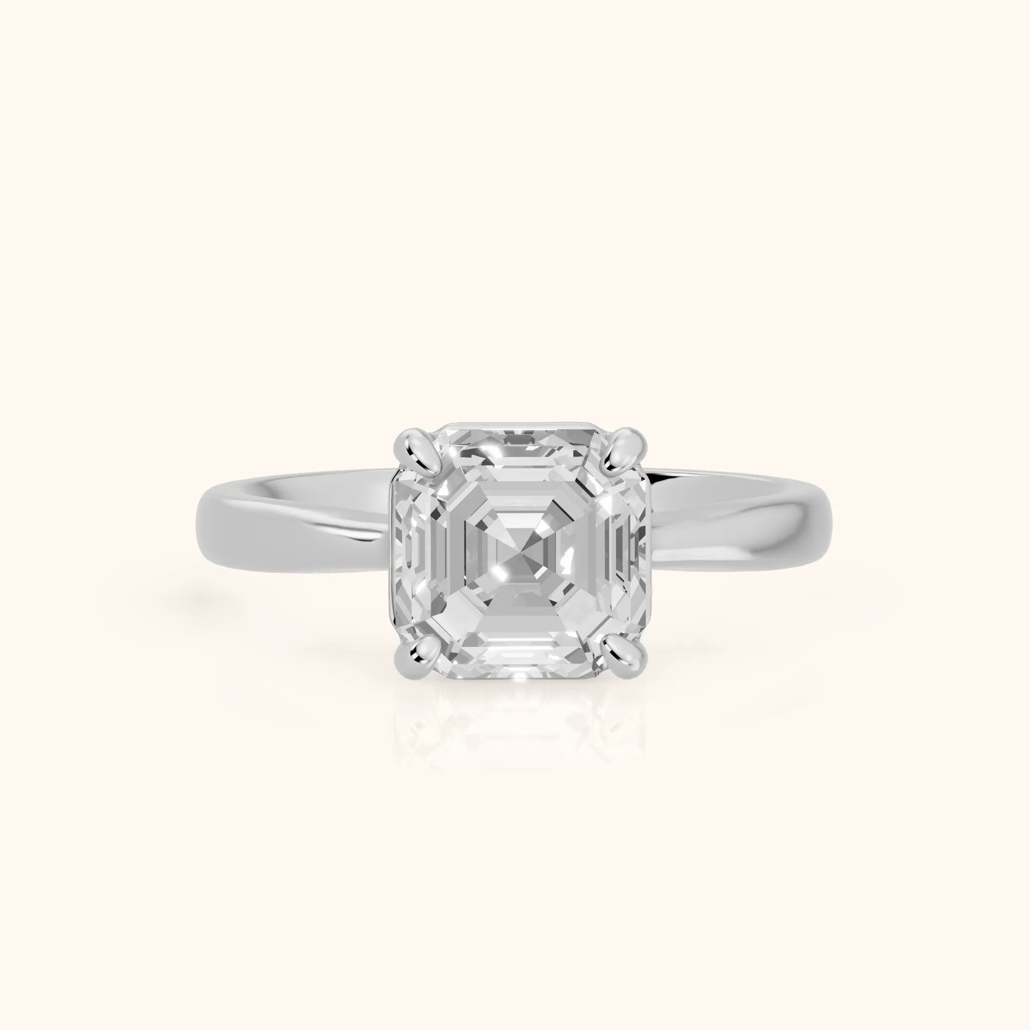 Miriam Basket Solitaire Asscher Diamond Engagement Ring in White Gold — view 1