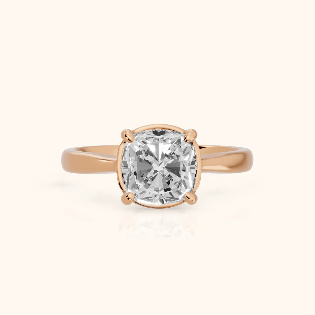 Miriam Basket Solitaire Cushion Diamond Engagement Ring in Rose Gold — view 2